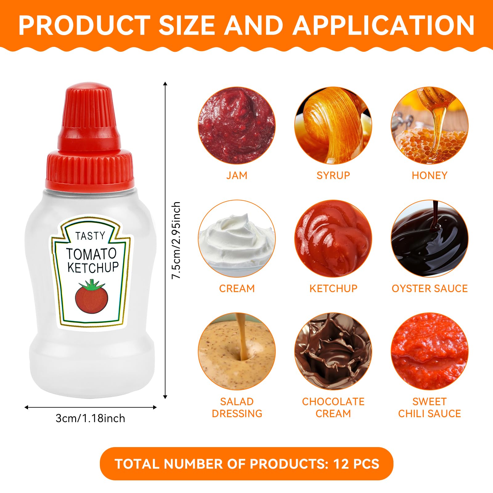 12 Pcs Mini Ketchup Bottles For Bento Box Accessories 25Ml Condiment Squeeze Bottles Plastic Sauce Container For Sauce Condiment