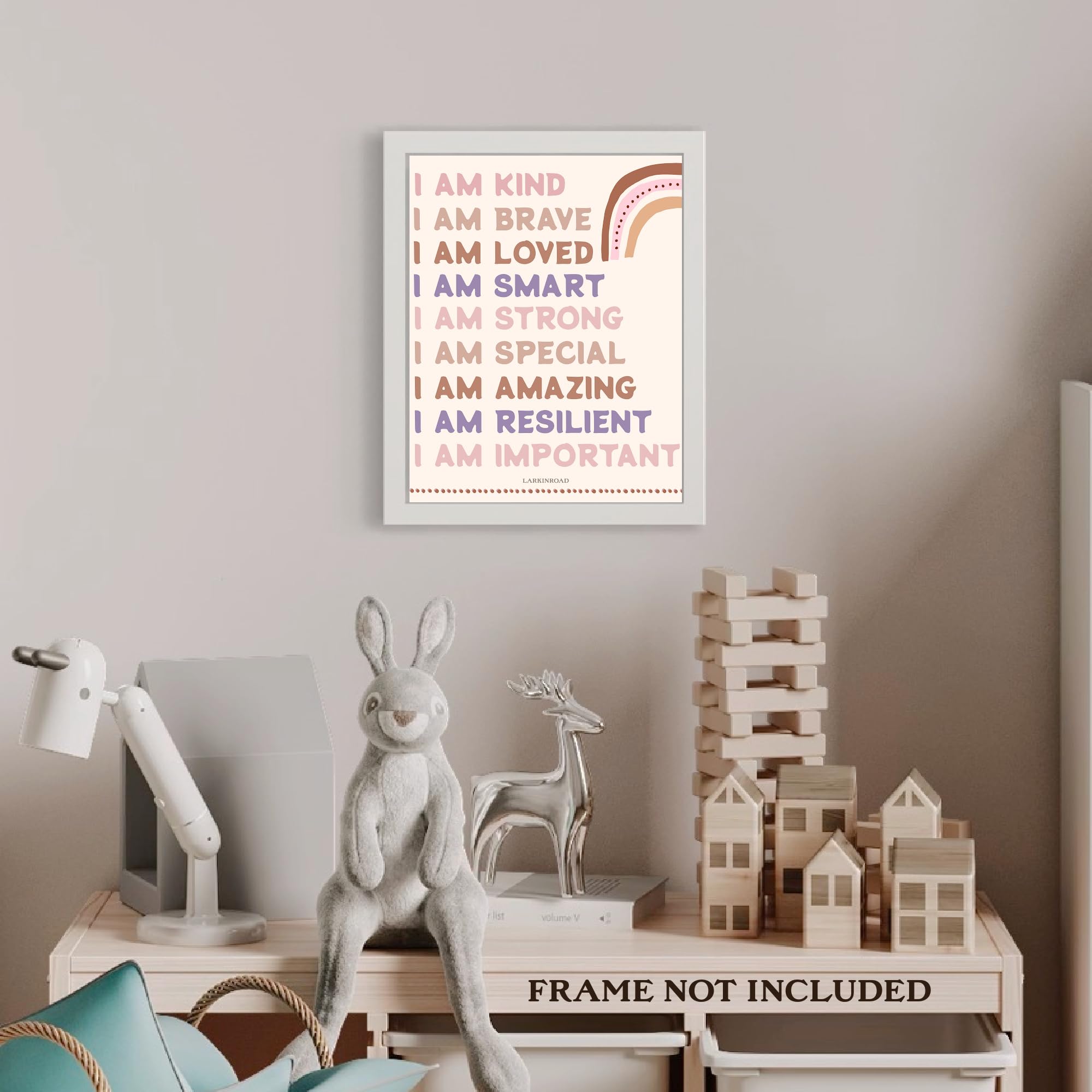 Larkinroad Affirmations Poster (11In X 14In Unframed) Playroom Decor Boho Rainbow Nursey D  Cor
