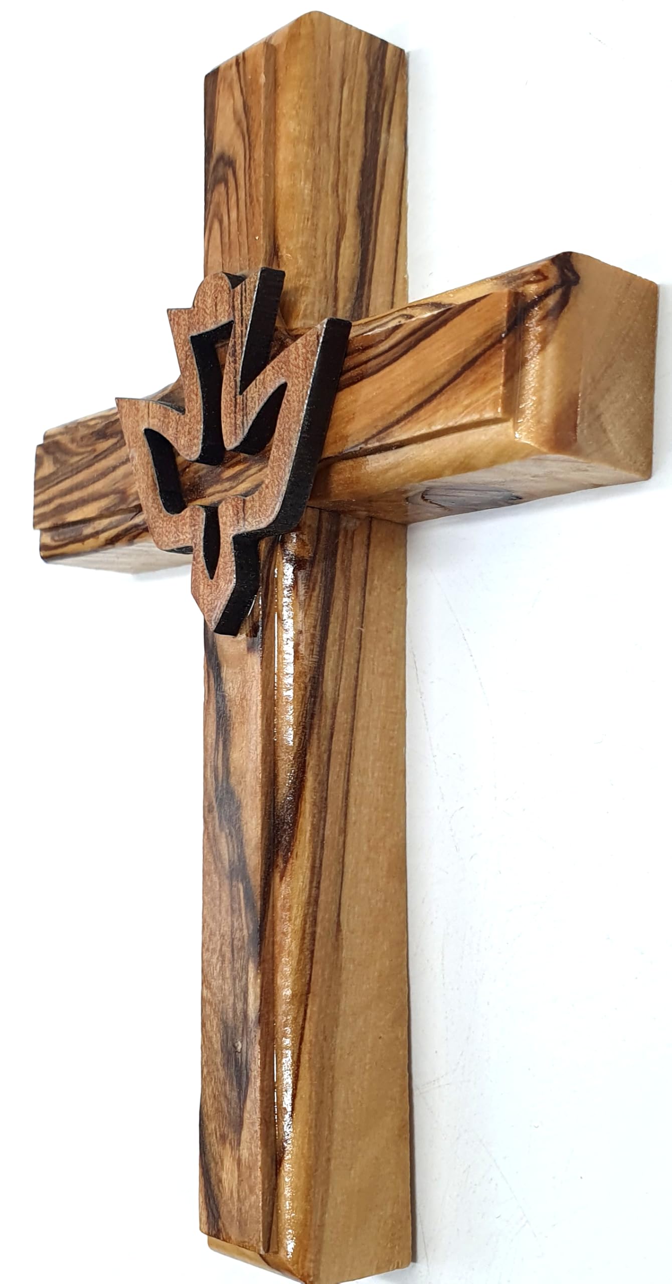 Zuluf 4.7 Olive Wood Dove Cross Wall Hanging Holy Spirit Christian Religious Gift Holy Land Decor CRS021