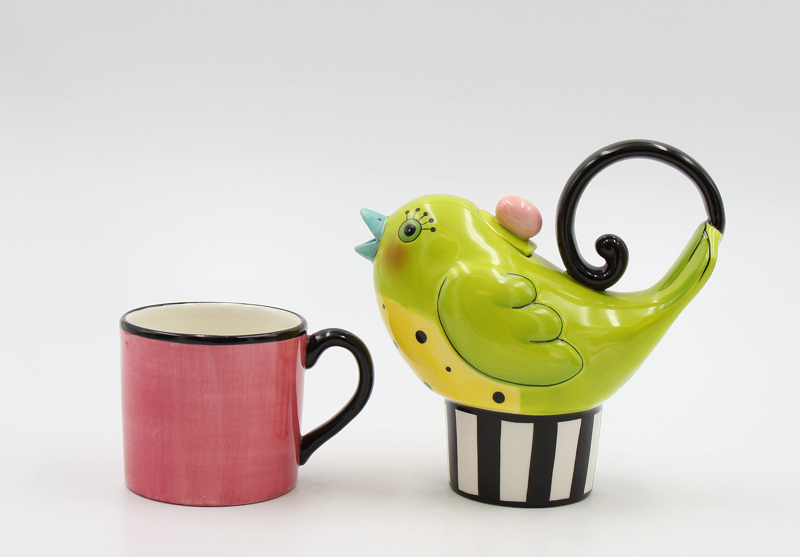 Appletree 6-7/8-Inch Ceramic Green Bird Tea For One
