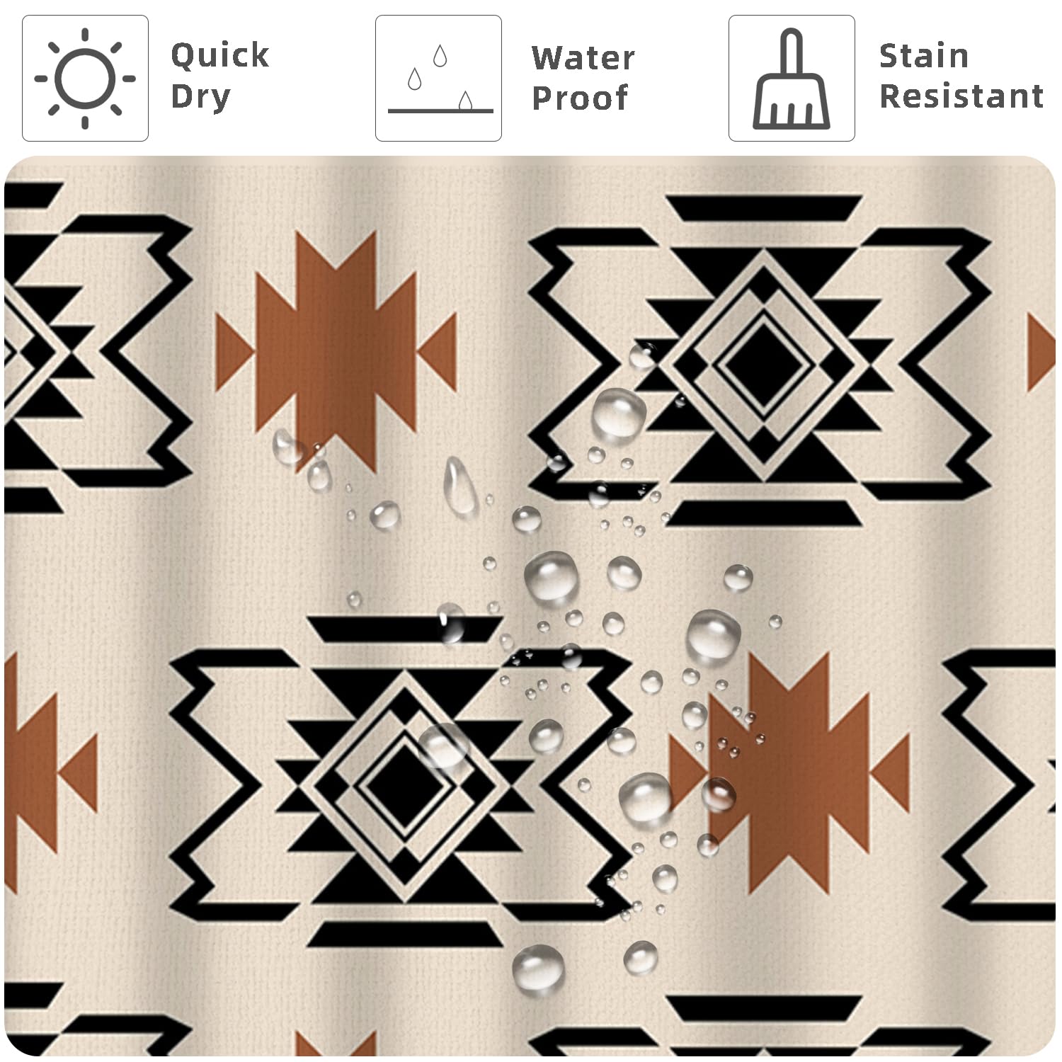She Love Western Aztec Shower Curtain Boho Abstract Pattern Geometric Vintage Shower Curtain With Hooks 36X72 Inch Waterproof Po