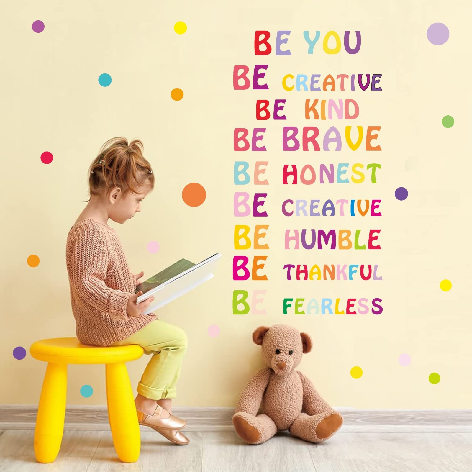 Inspirational Wall Decal Be Kind Wall Decal Be You Quotes Rainbow Motivational Lettering Quote Be Thankful, Be Brave,Be Creative