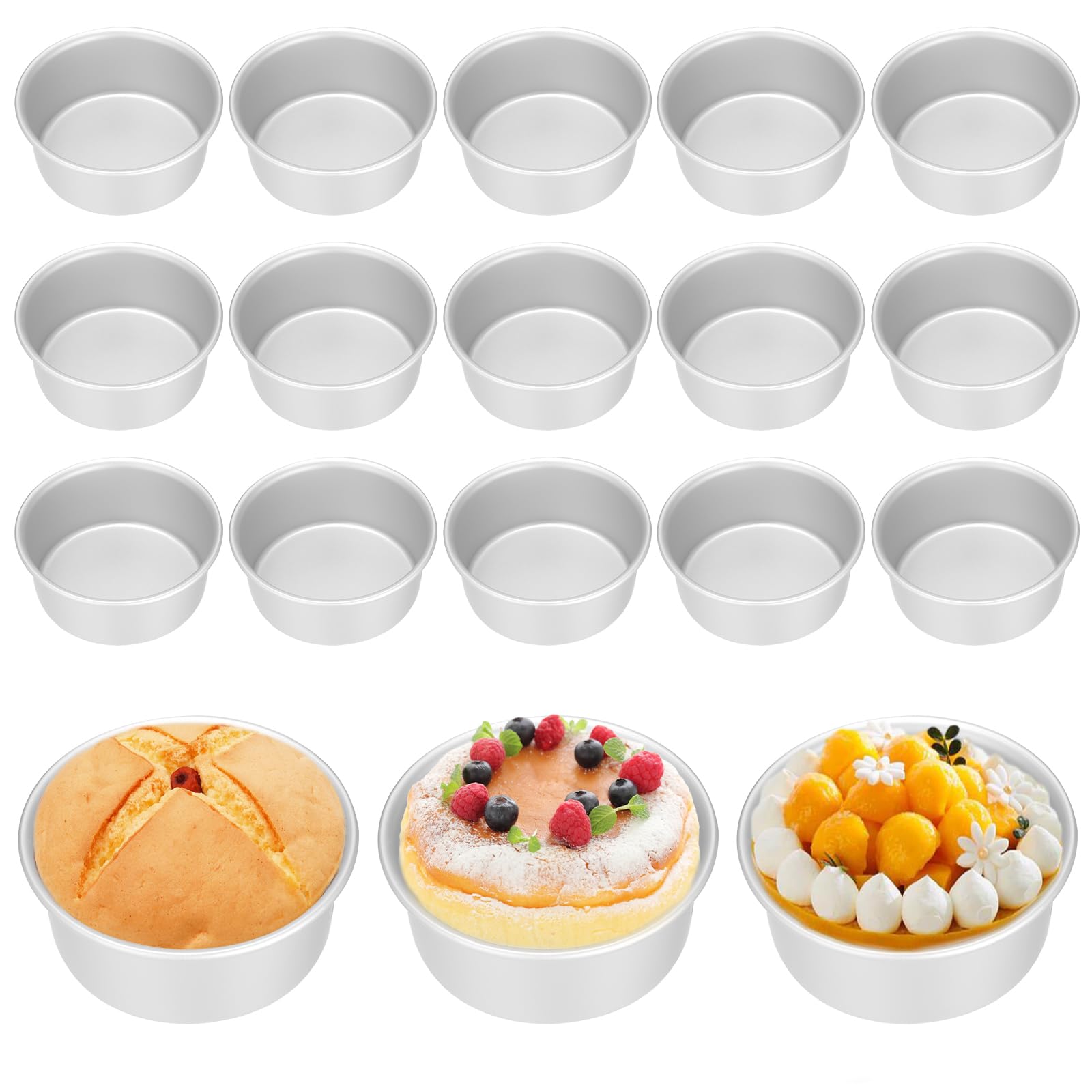 Giantree 18 Pcs 4 Inch Cake Pans, Round Mini Cake Pans, Aluminum Round Mold