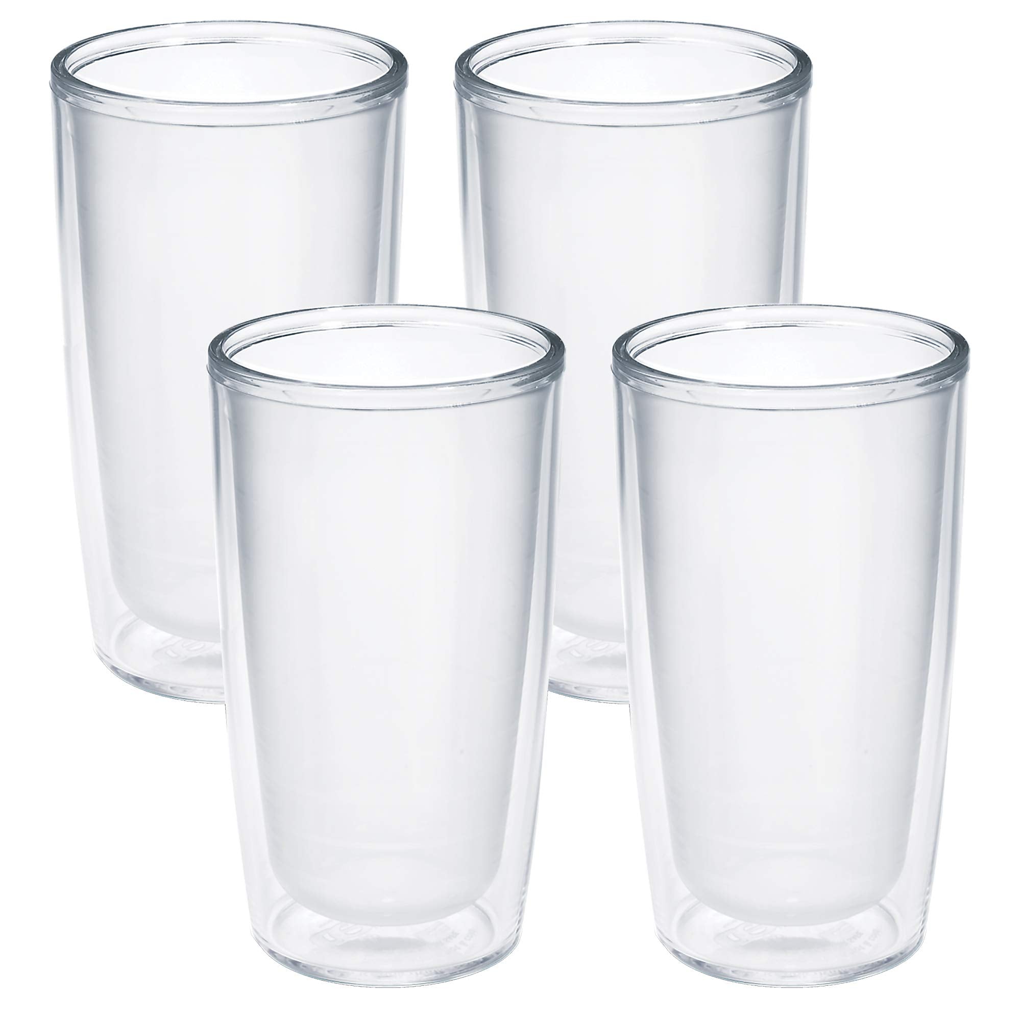 Tervis Crystal Clear Tabletop Made in USA Double Walled Insulated Tumbler Travel Cup Keeps Drinks Cold & Hot, 16oz - 4pk, Classi