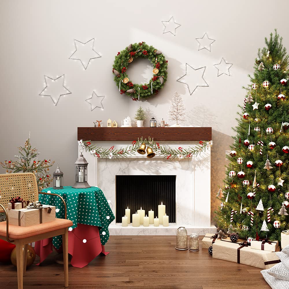 Welland 60 - Inch Fireplace Mantel Shelf, Real Wood Floating Wall Shelf, Walnut Color, Pinewood