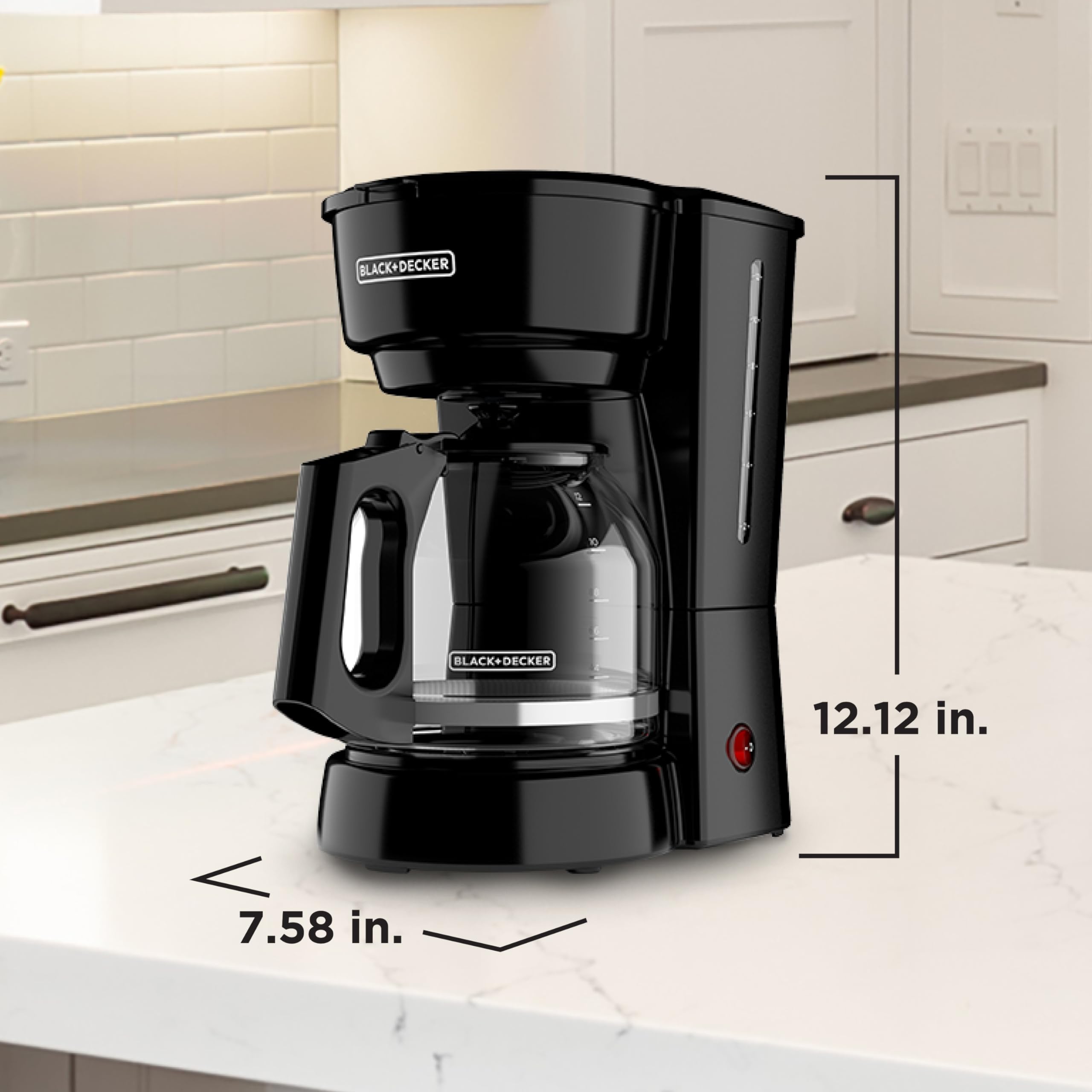 Black+Decker 12-Cup Coffee Maker With Easy On/Off Switch, Easy Pour, Non-Drip Carafe With Removable Filter Basket, Black