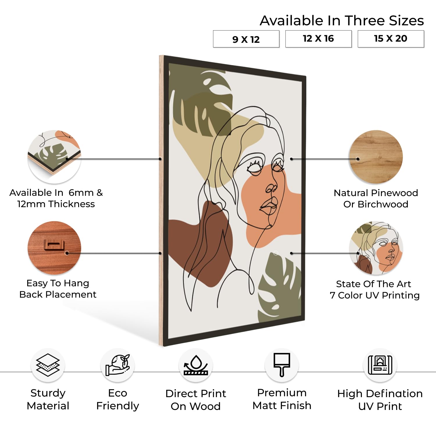 Chalk My Theme Set Of 3 Wood Print Wooden Gallery Wall Art Boho Wall Decor For Living Room - Wall Hangings For Home Decoration -