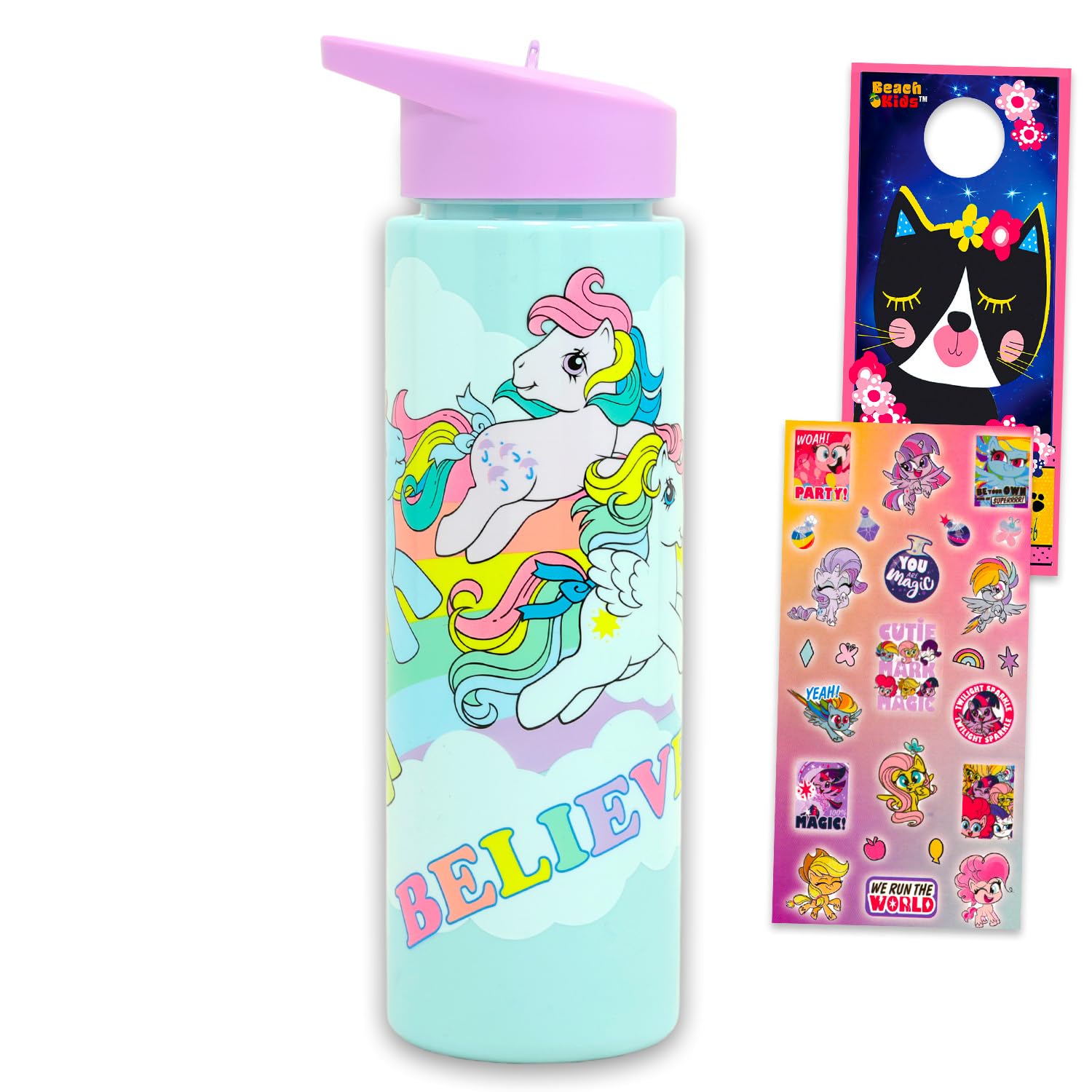 My Little Pony Water Bottle Bundle  MLP School Supplies Set with 24 Oz Drinking Cup, Stickers, More Water Bottle for Kids, Girl