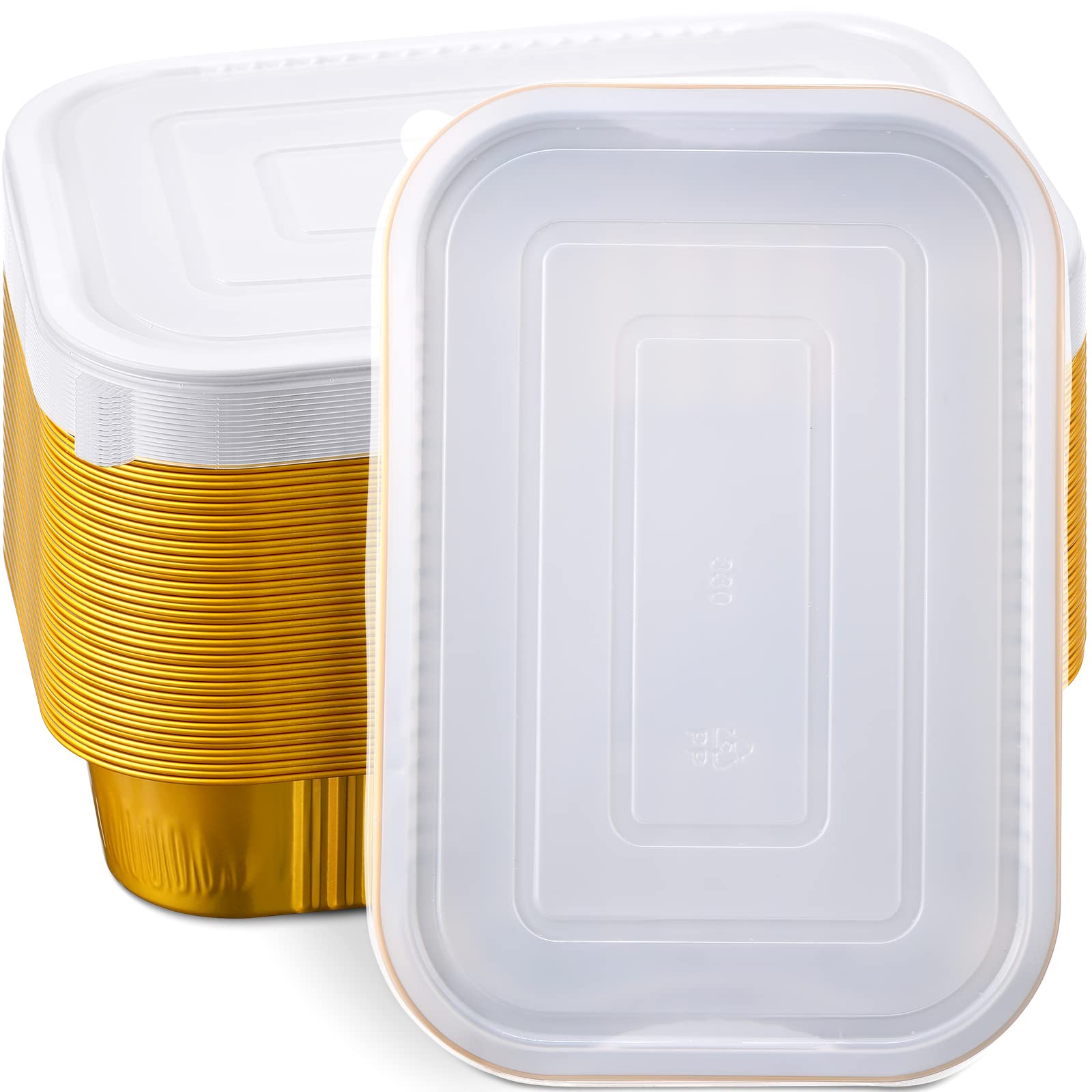 Patelai 15 Pack 9 x 13 Gold Aluminum Pan with Lids