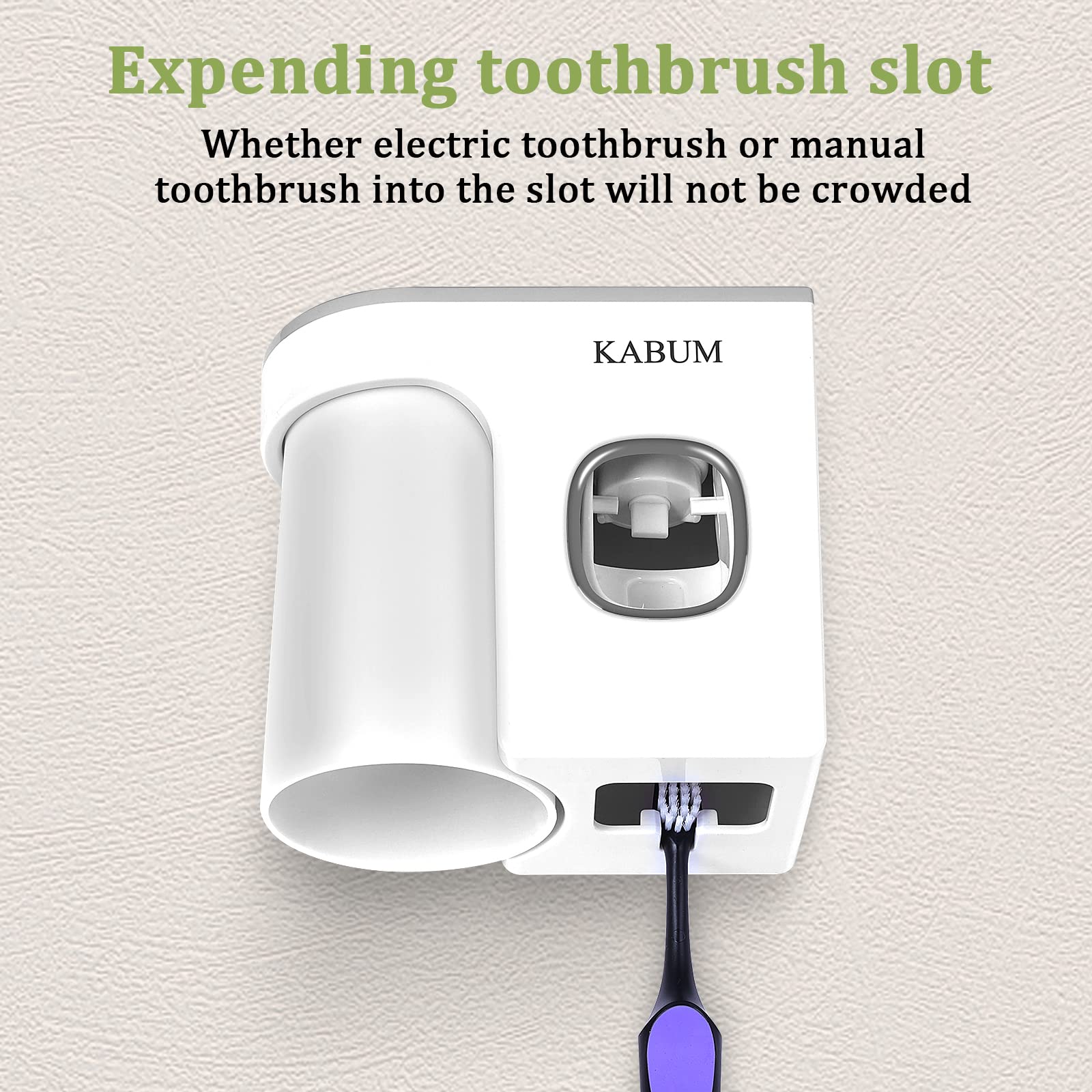 Kabum Toothbrush Holders For Bathrooms Toothpaste Dispenser - Cup Automatic Toothpaste Squeezer Wall Mounted, Toothbrush And Too