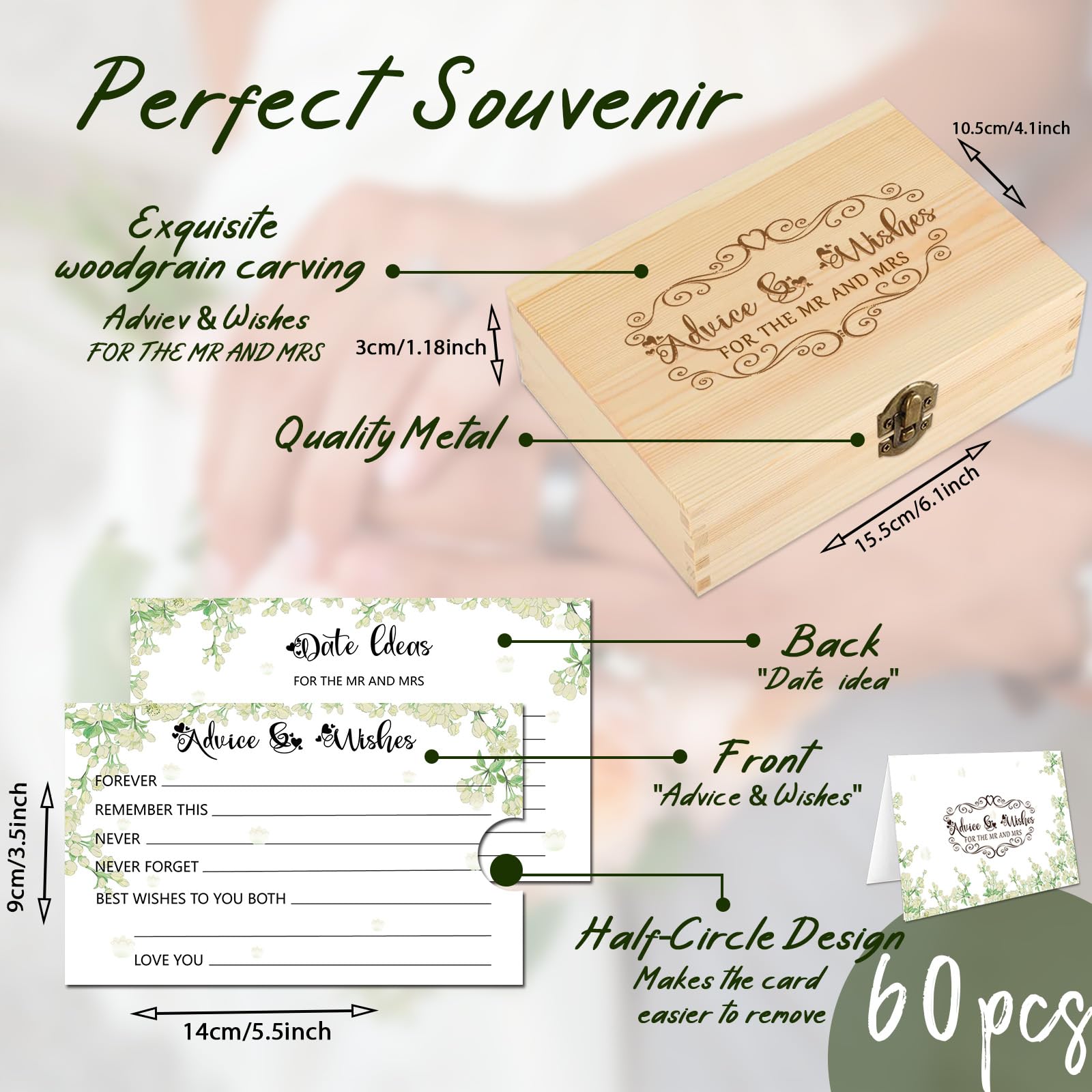 1Dfaul 60Pcs Advice And Wishes For The Mr And Mrs, Wedding Advice Cards For Wedding Games, Bridal Shower Guest Book Advice Cards