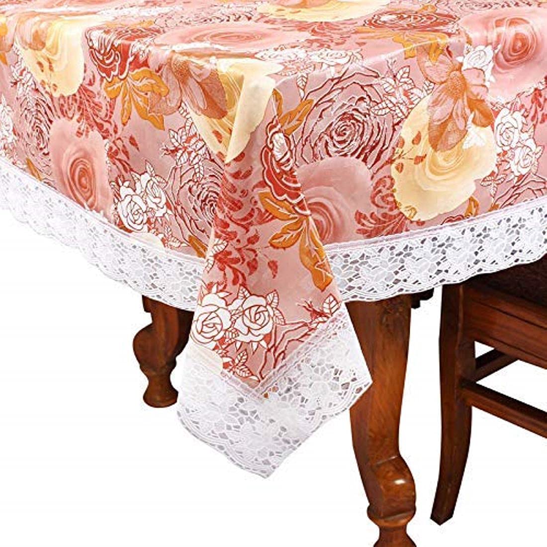 CASANEST Waterproof Floral 68 Seater PVC Net Fabric Rectangular Table Cover (Multicolour, 60X90 inch, Pack of 1)