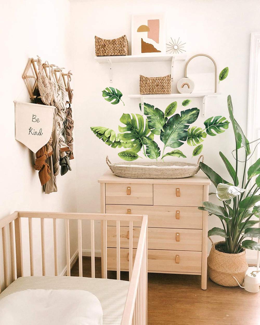 Palm Leaf Wall Stickers - Tropical Leaves Decals - Foliage Monstera Wall Decal - Jungle Theo Leaf Decals - Banana Greenery Vinyl D?or Cling with Gift