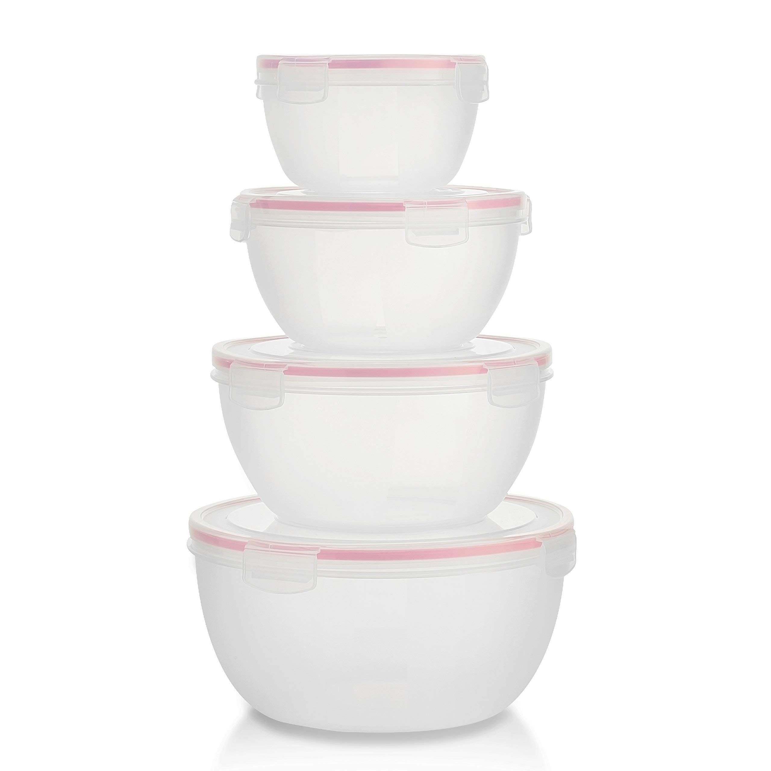Komax Biokips Mixing Bowls With Lids Set - Multi-Use, Stackable Airtight Food Storage Containers - Bpa-Free Salad Bowls With Lid