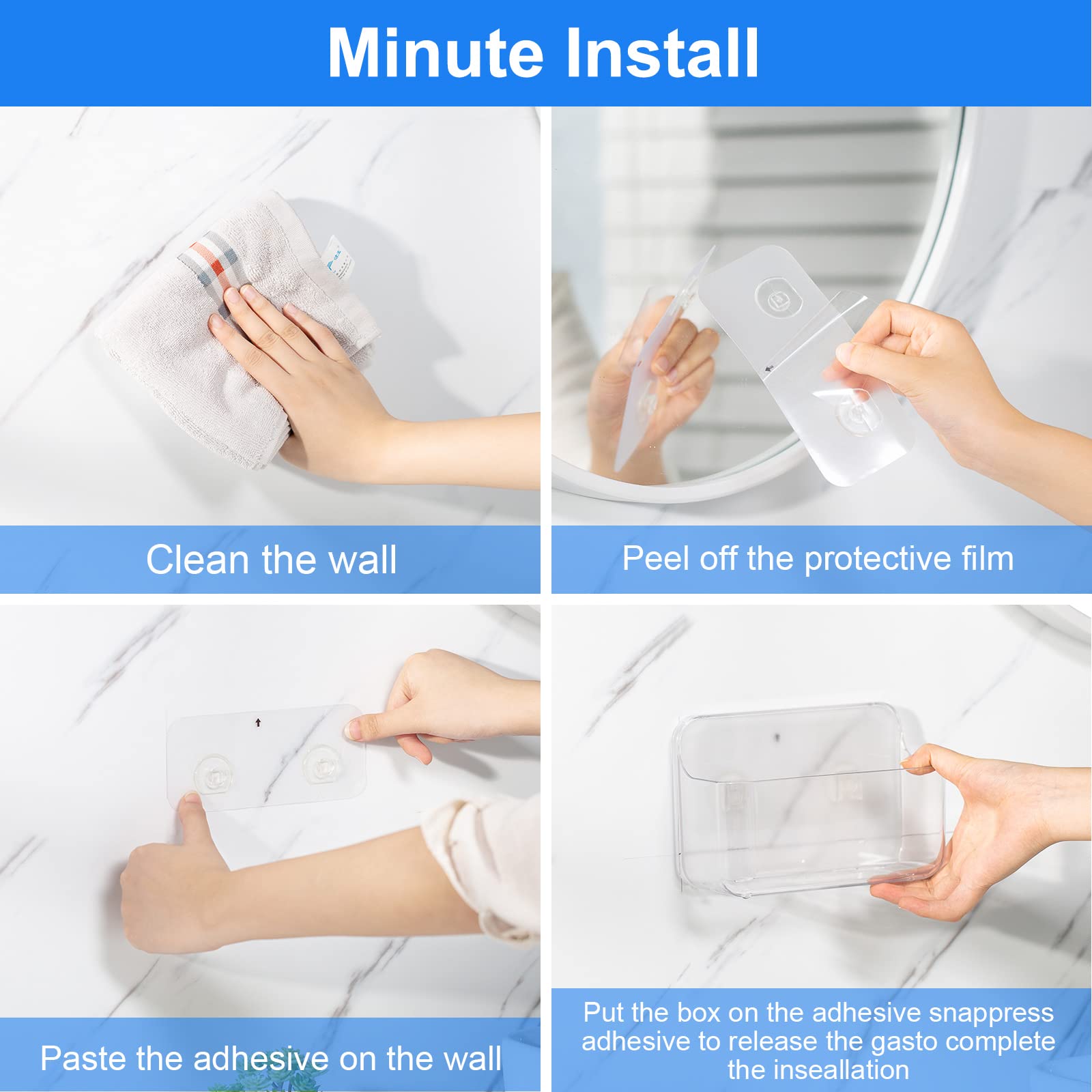 Diesisa Acrylic Wall Mount Organizer, Self Adhesive Organizer For Wall, Cabinet Door Organizer, With Self Adhesive Tape, For Bat