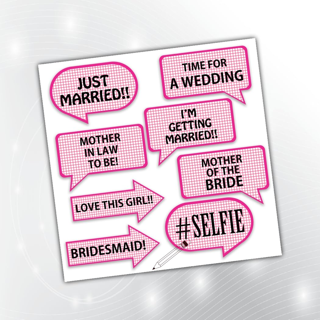 PartyStuff Props  Wedding Pink Speech Bubbles (8 Piece)