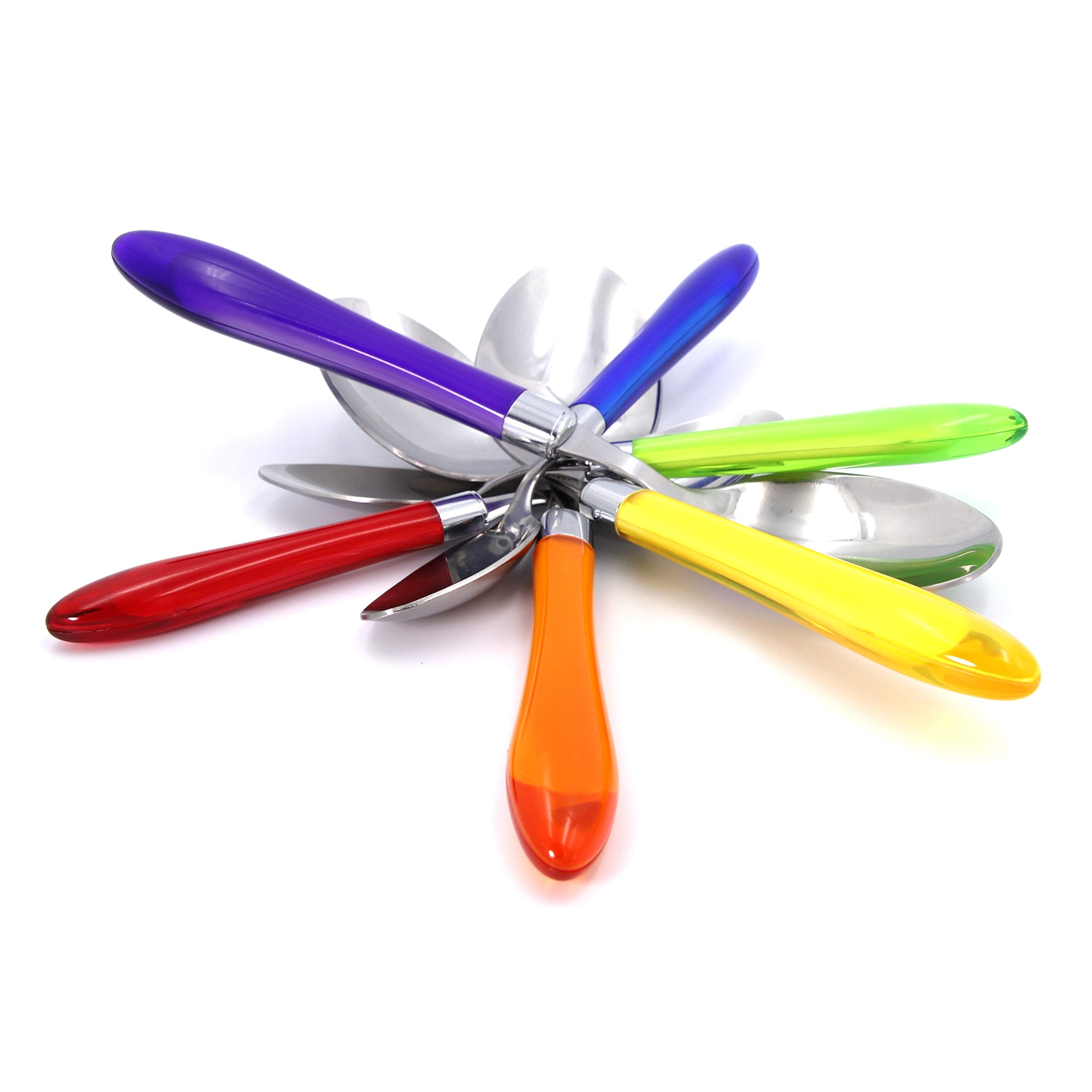 The Original Brink House Rainbow Mix & Match Stainless Steel Cutlery Set With Translucent Handles / 16 Pieces With Metal Stand/L