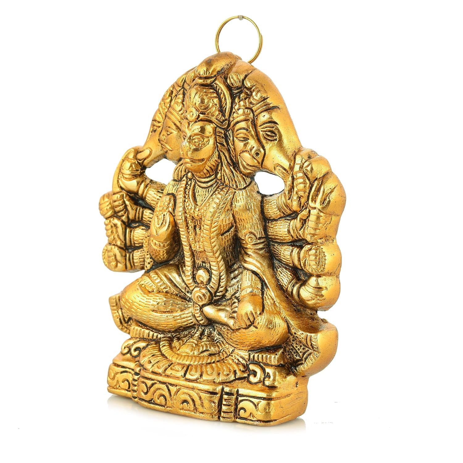Kitlyn Metal Panchmukhi Hanuman Ji Murti / 5 Mukhi Hanuman Avatar/Panchmukhi Hanuman Ji Wall Hanging Door Entrance 5 Inches