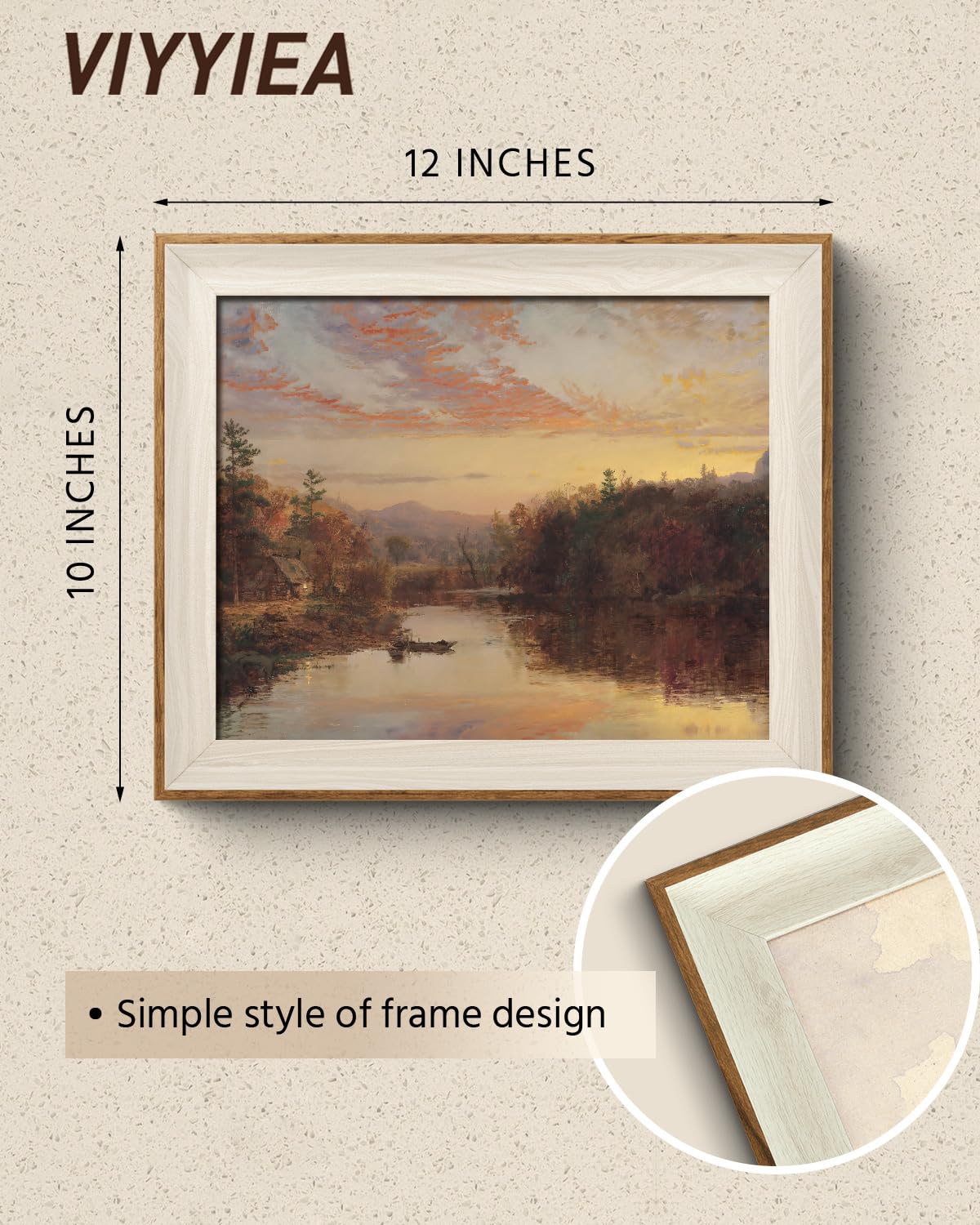 VIYYIEA Framed Wall Art for Living Room, Lake Canvas Prints, Vintage H ...