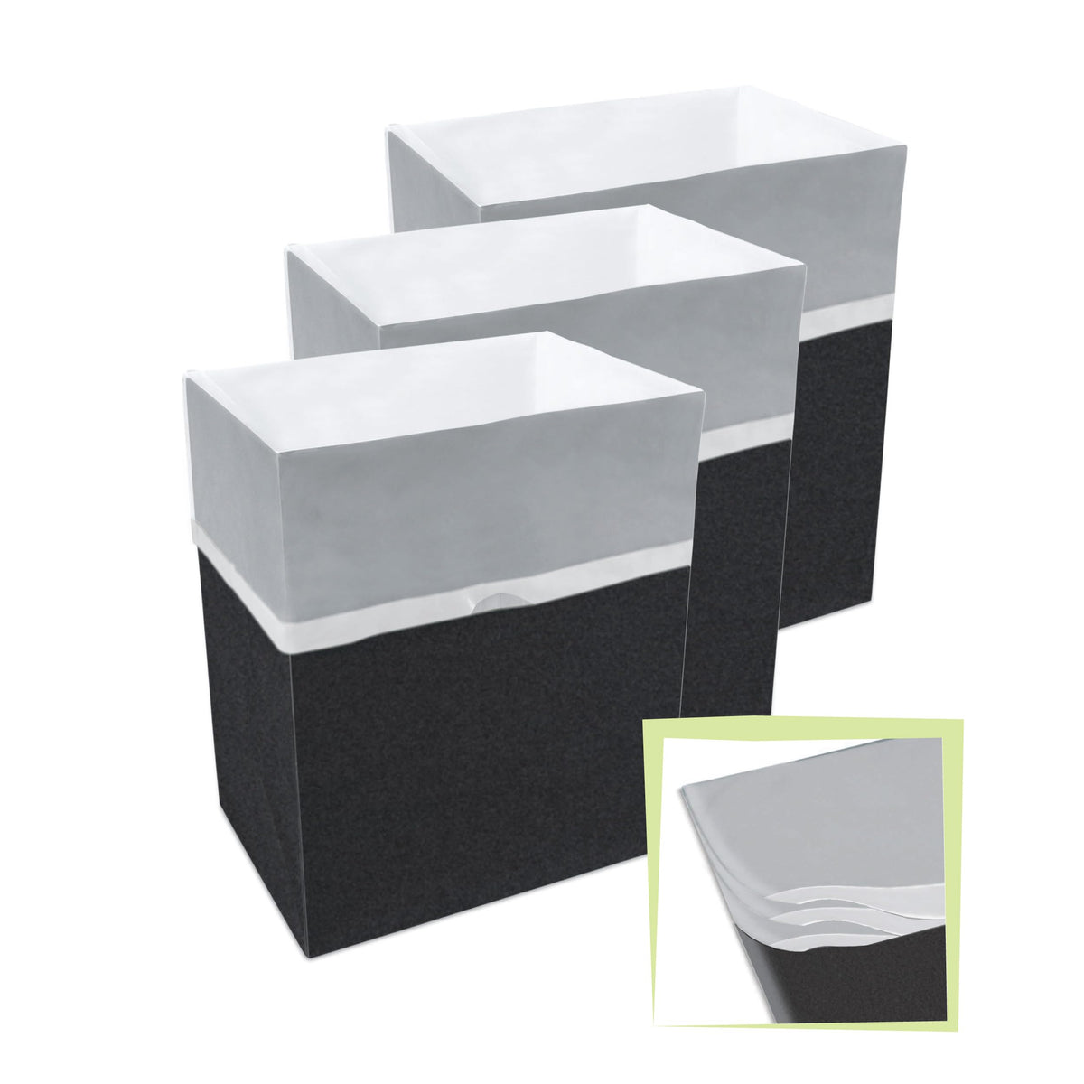 Clean Cubes Product Image 13 Gallon Multi-Liner Disposable Trash Cans (3-Pack). Reusable Garbage And Recycling Bins For Parties,