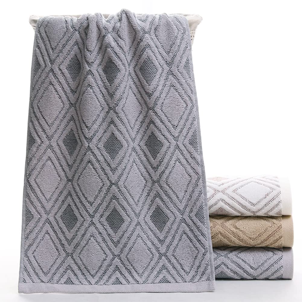 Pidada Hand Towels Set of 4 Diamond Pattern 100% Cotton Absorbent Soft Decorative Towel for Bathroom 13.4 x 29.5 Inch (Gray)