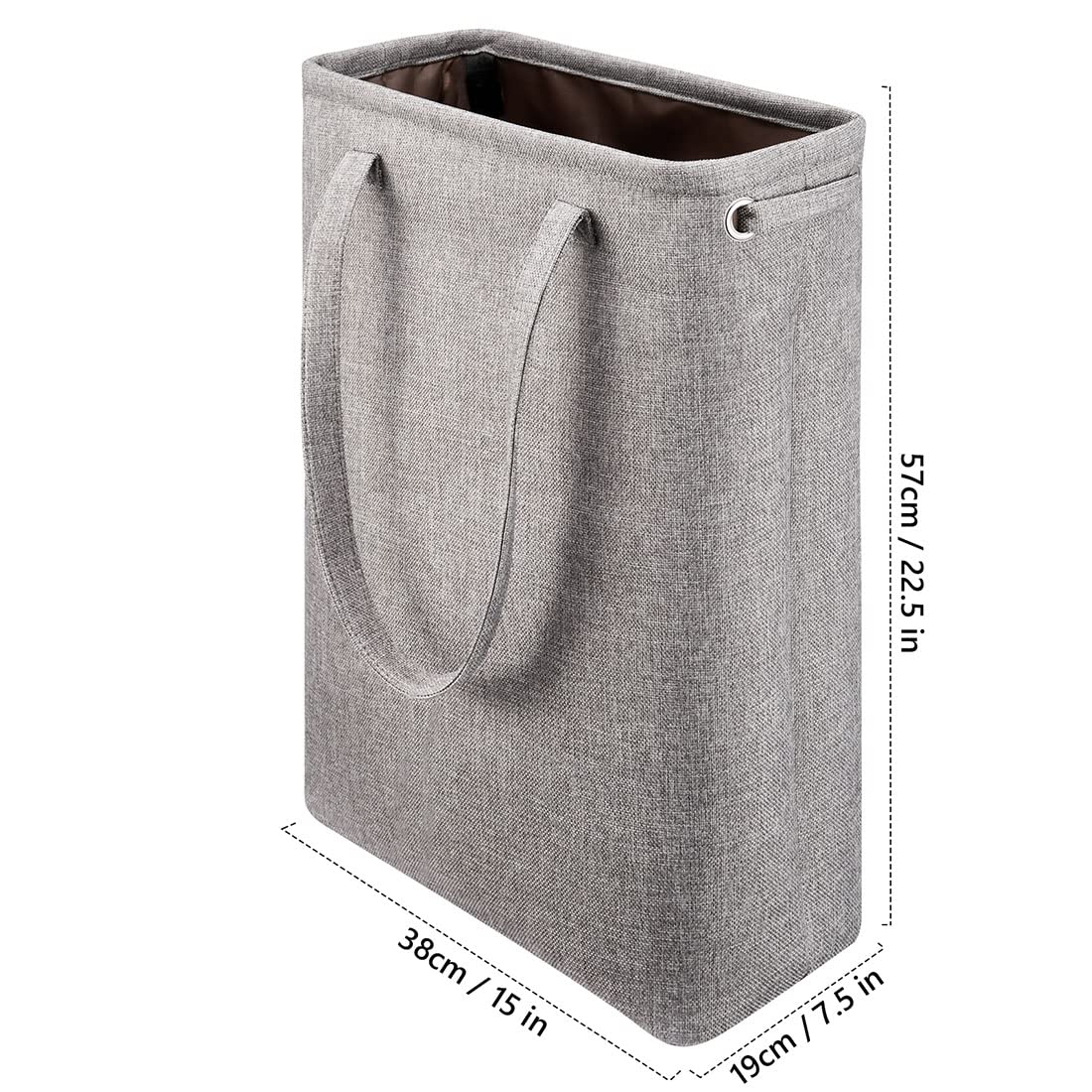 i BKGOO Laundry Basket with Handles Grey Coffee-Slim Laundry Bin Collapsible Dirty Clothes Basket Narrow Laundry Bag Foldable Dirty Hamper for Camping  Dorms  Apartments
