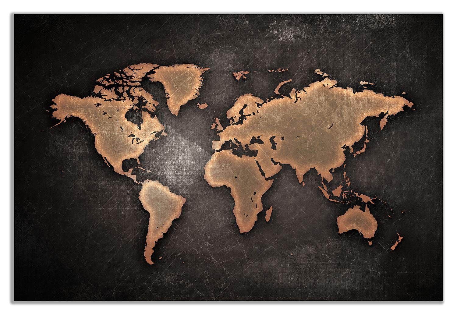 World Map Dark Background Canvas Wall Art Picture Print (30X20)