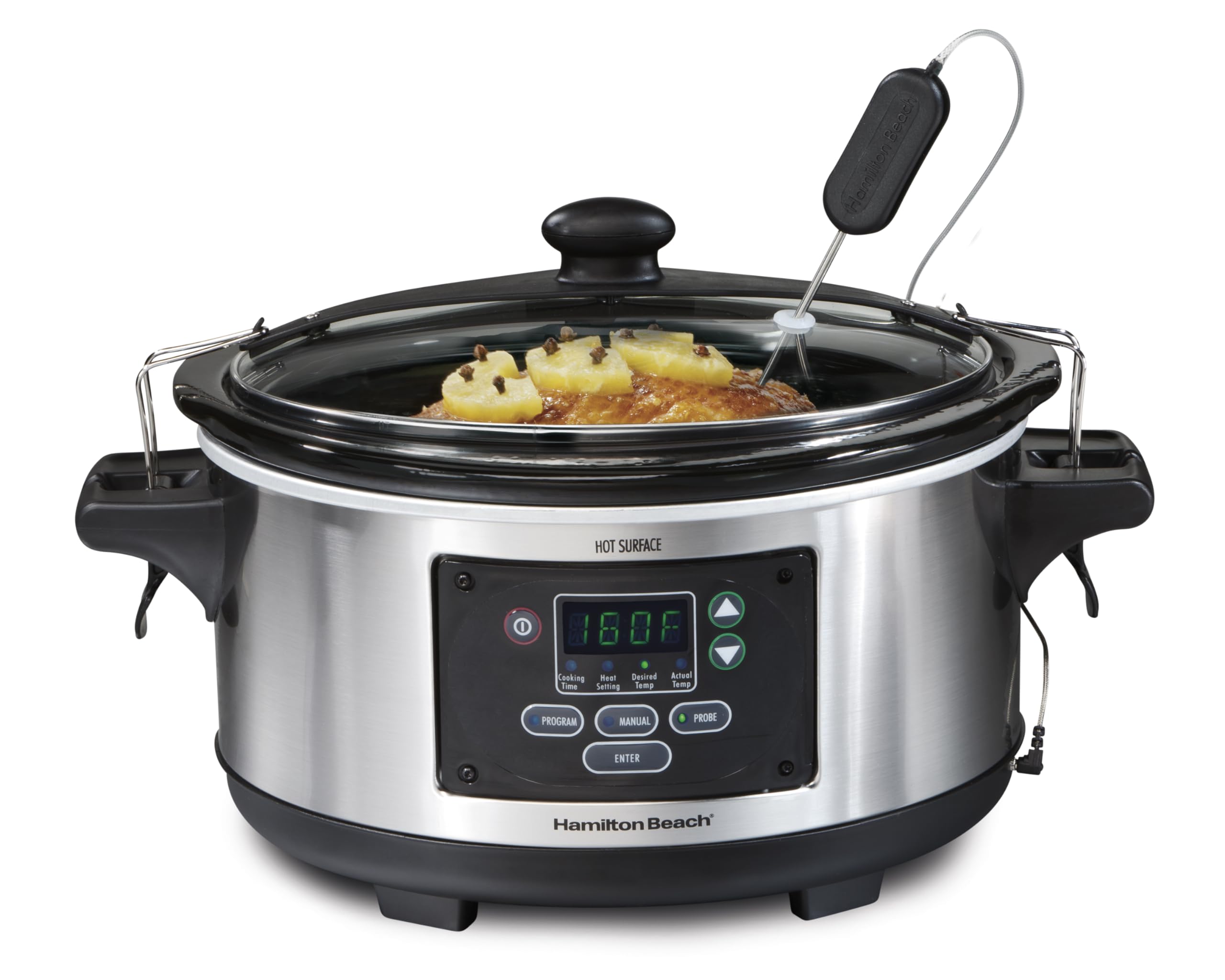 Hamilton Beach Portable 6 Quart Set & Forget Digital Programmable Slow Cooker Lock, Dishwasher Safe Crock & Lid, Temperature Pro