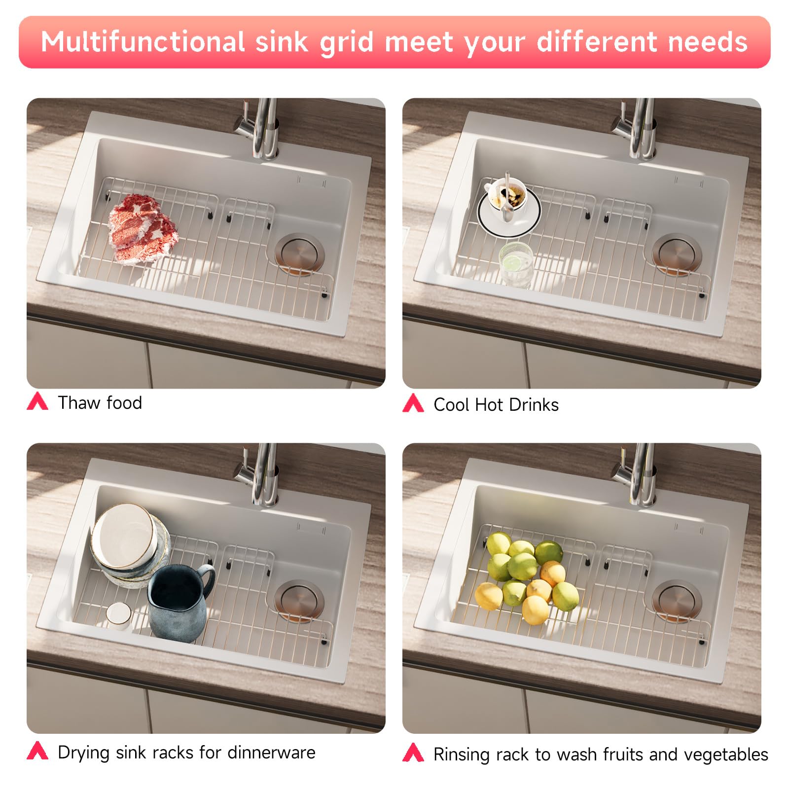 Dpzm 26.18'' X 14.76'' K-6449-St Stainless Steel Bottom Basin Rack, Sink Protector For Kohler Sink Racks Whitehaven 5827 And K-5