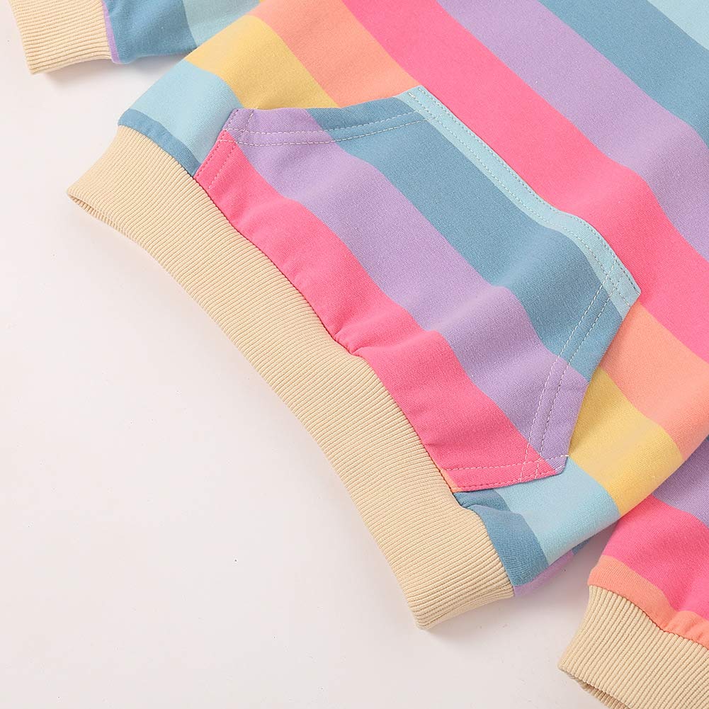 Welaken Rainbow Sweatshirts With Unicorn For Girls Toddler  Kids Ii Little Girls Pullover Tops Cotton Hoodies 8 Years