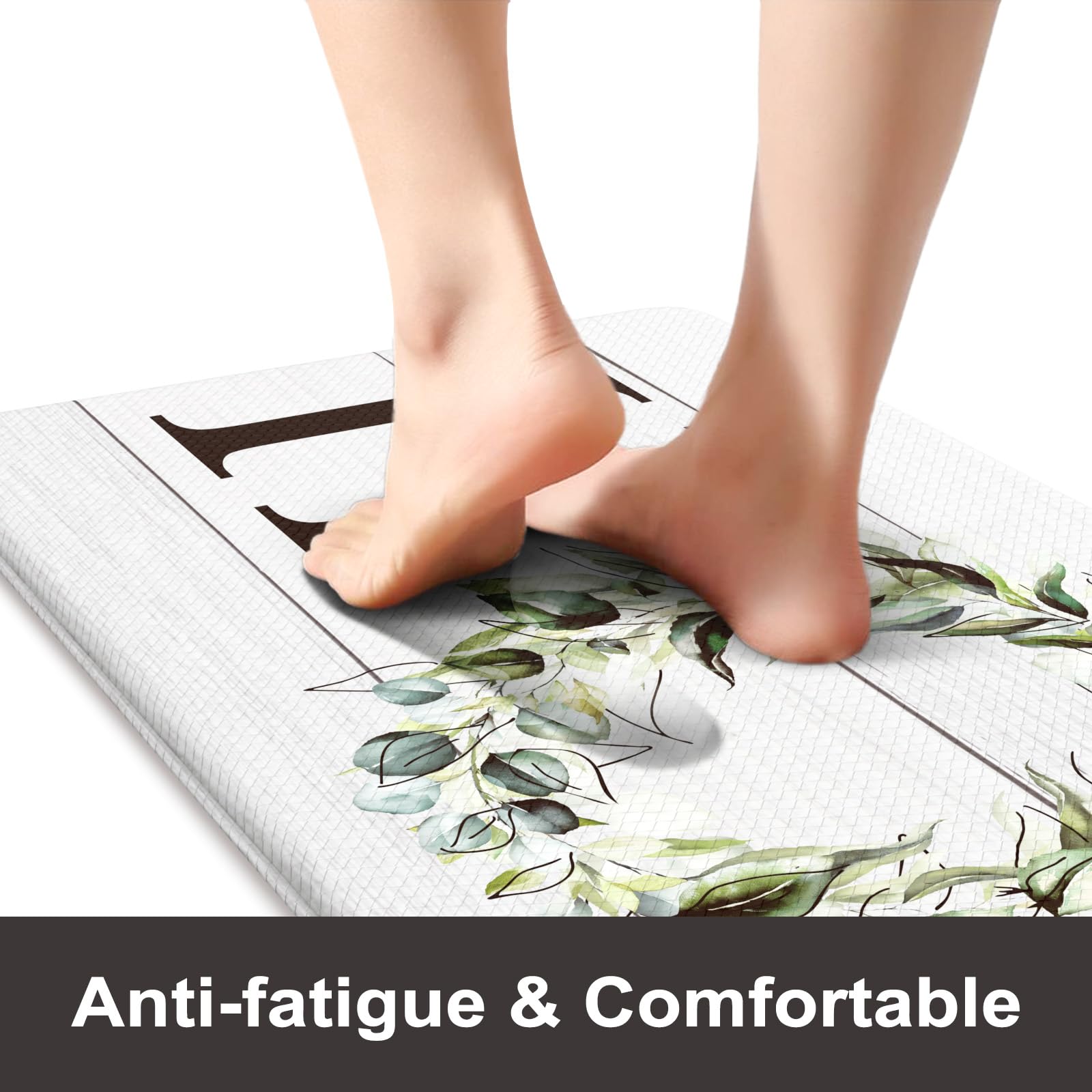 Kimode Anti Fatigue Kitchen Mats For Floor,17.3'' X 30'' Farmhouse Rustic Kitchen Rugs Cushioned,Non-Skid Waterproof Comfort Thi