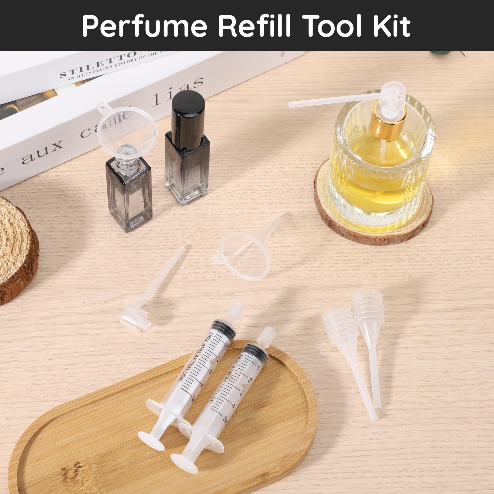 Segbeauty Perfume Refill Tool Kit, 8Pcs Plastic Clear Dispenser Set, Funnel & Pump For Travel Refillable Atomizer