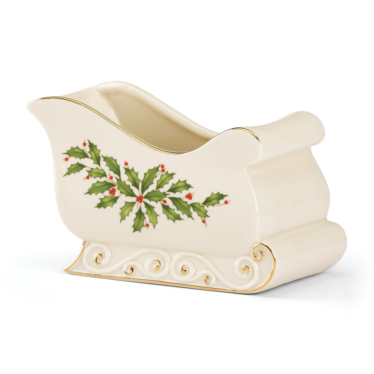 Lenox Holiday Sleigh Candy Dish, 1.40 Lb, Red & Green