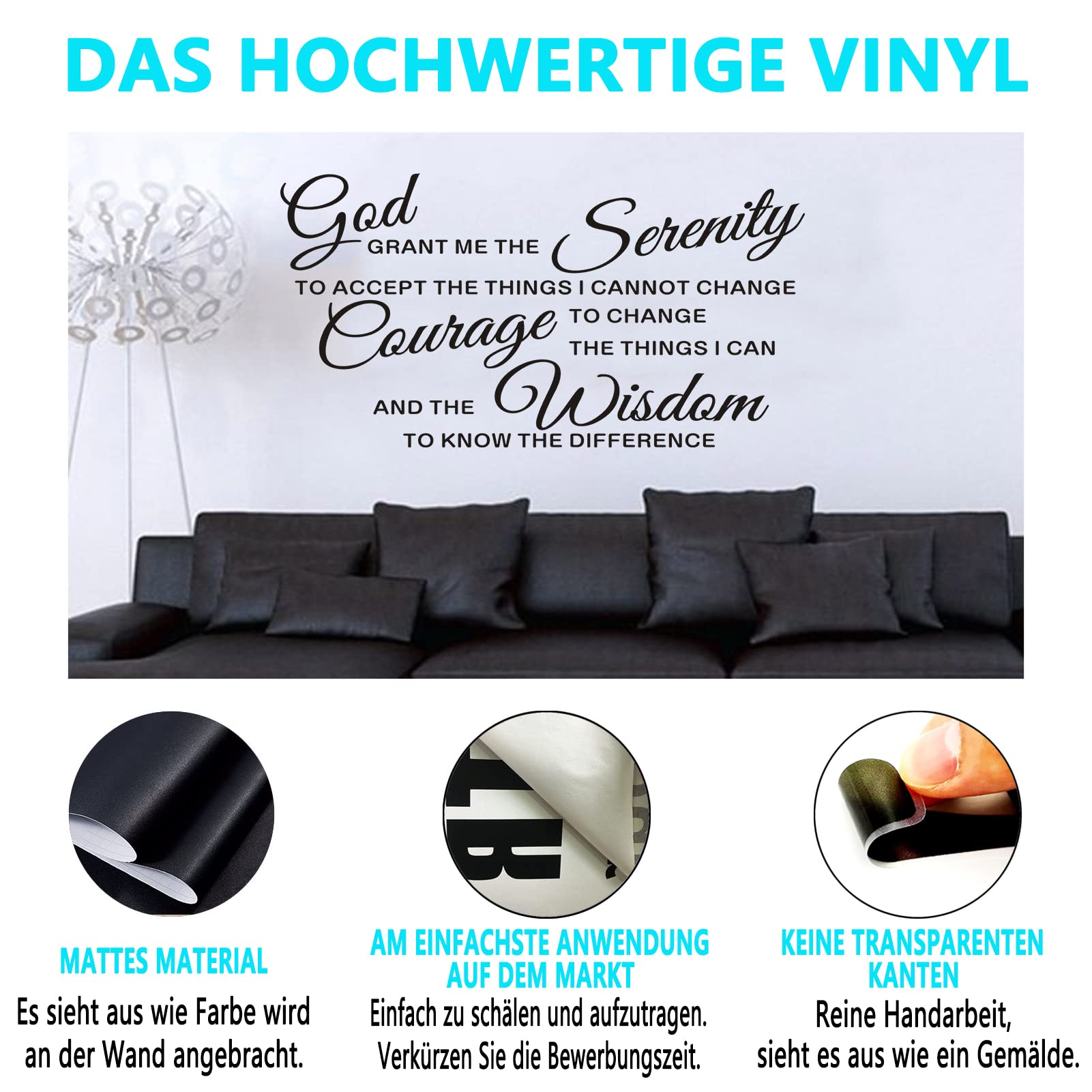 AnFigure Prayer Wall Decor  Inspirational Wall Decals for Living Room Quotes Bathroom Family Christian Bible Verse Faith Biblical Jesus Home Art Decor Vinyl Stickers God Grant Serenity Prayer 21''x11''