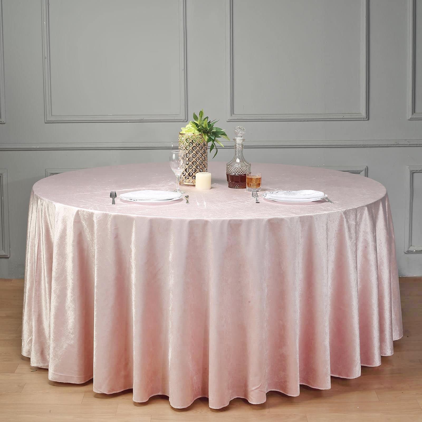 Tableclothsfactory 120 Inch Rose Gold Round Tablecloth - Premium Velvet Table Cloth For Wedding, Party, Banquet, And Events