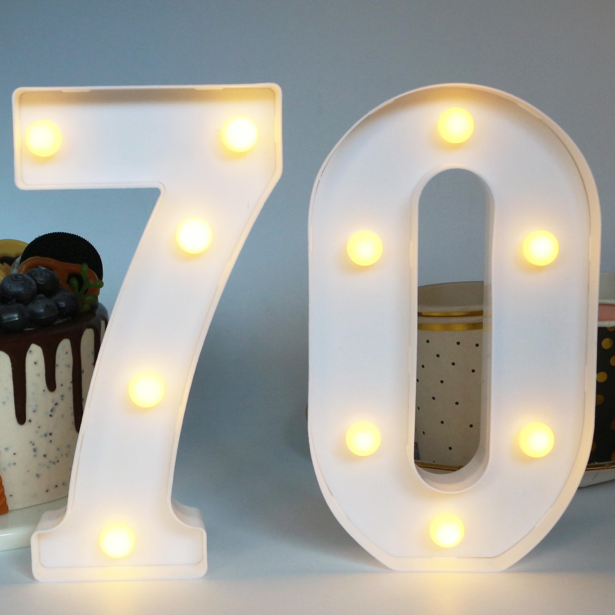 H:7.88 inches Light Up Numbers 70 Sign for Party Decor, 70th Birthday Decorations for Women, 70th Birthday Centerpieces Table De
