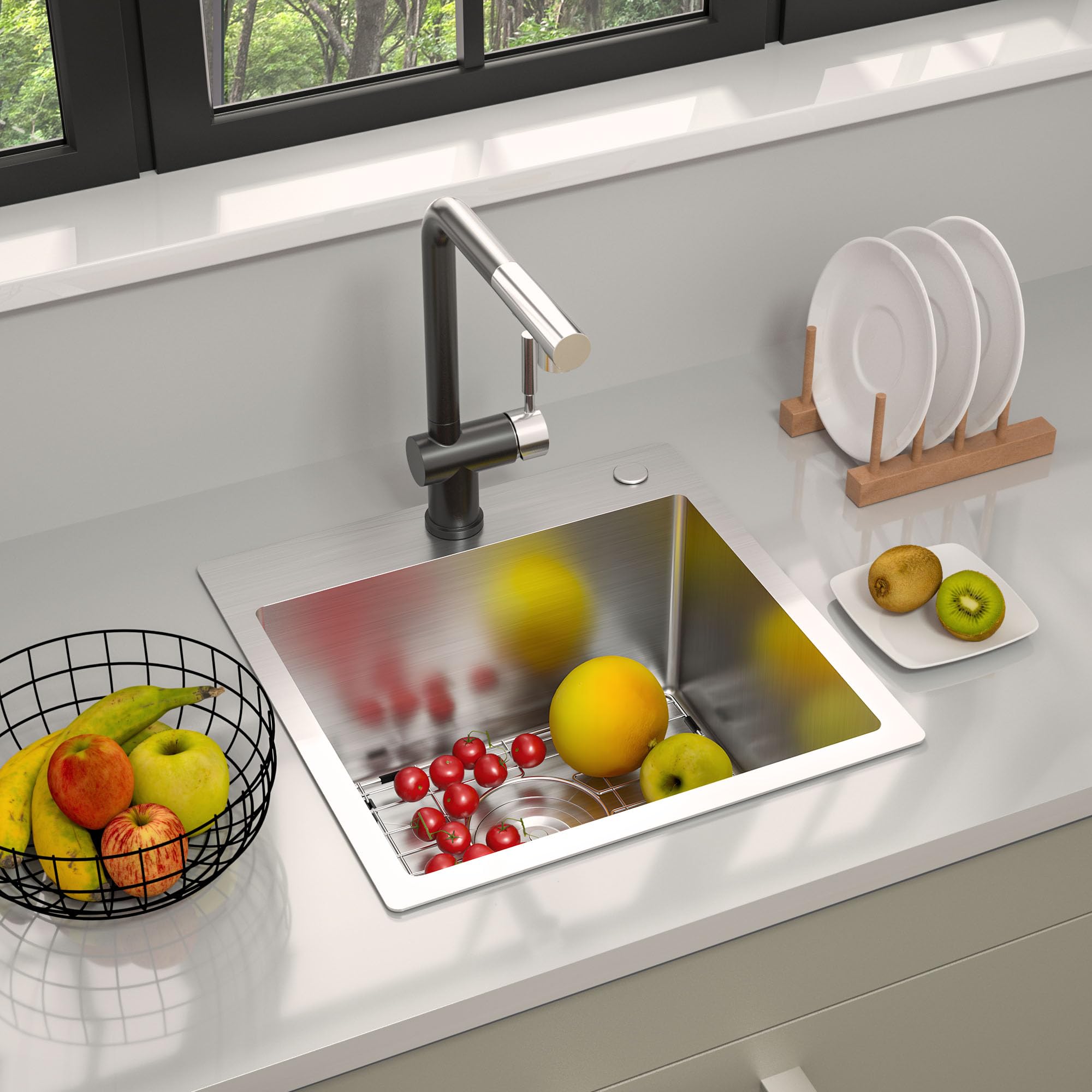 TORVA 18-Inch Drop-in Kitchen Sink  16 Gauge Stainless Steel Topmount Single Bowl - 9 Inches Deep Bar/Prep Basin