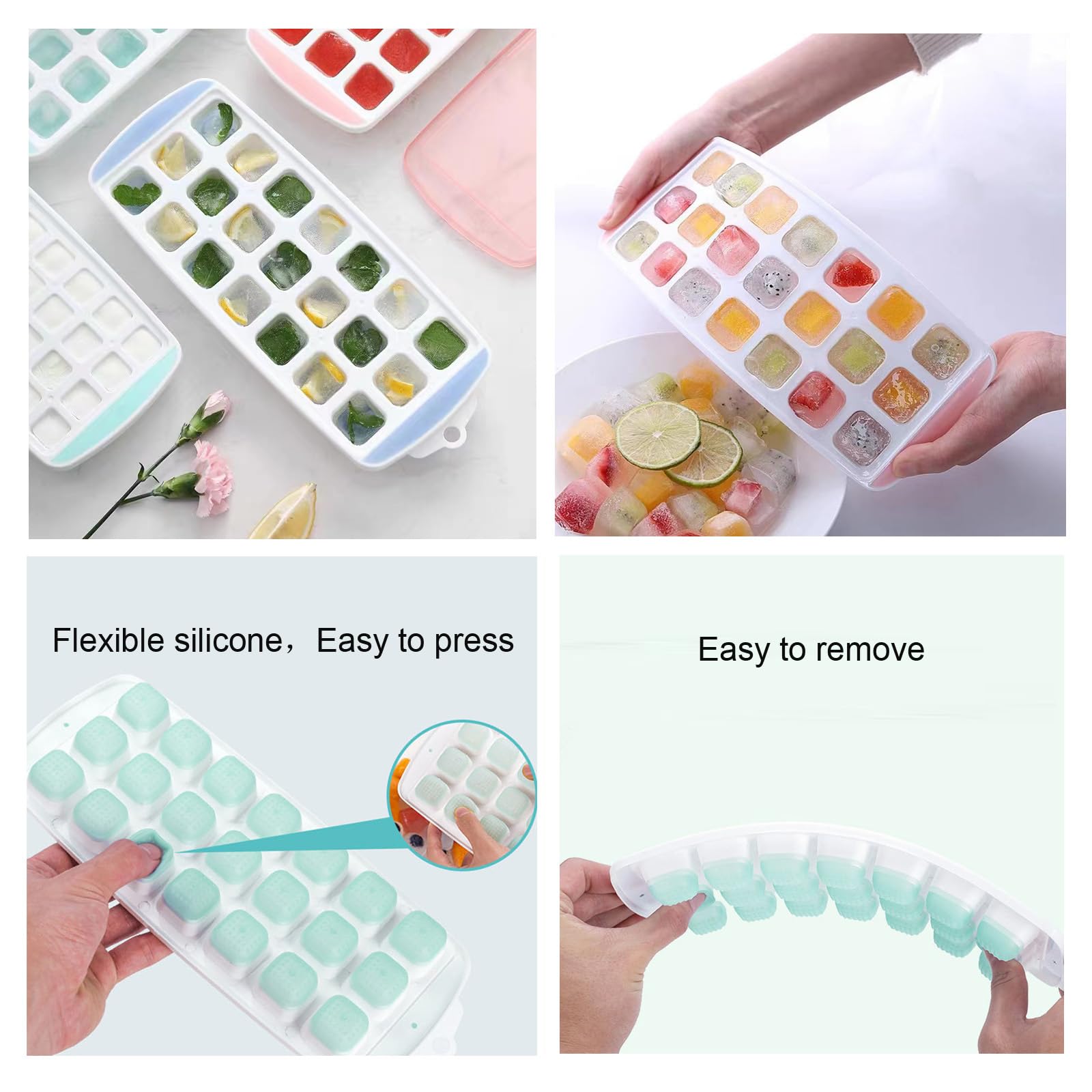 Small Ice Cube Trays With Lid For Freezer,Mini Ice Cube Trays For Freezer With Lid,Silicone Ice Cube Trays,Tiny Ice Cube Trays F