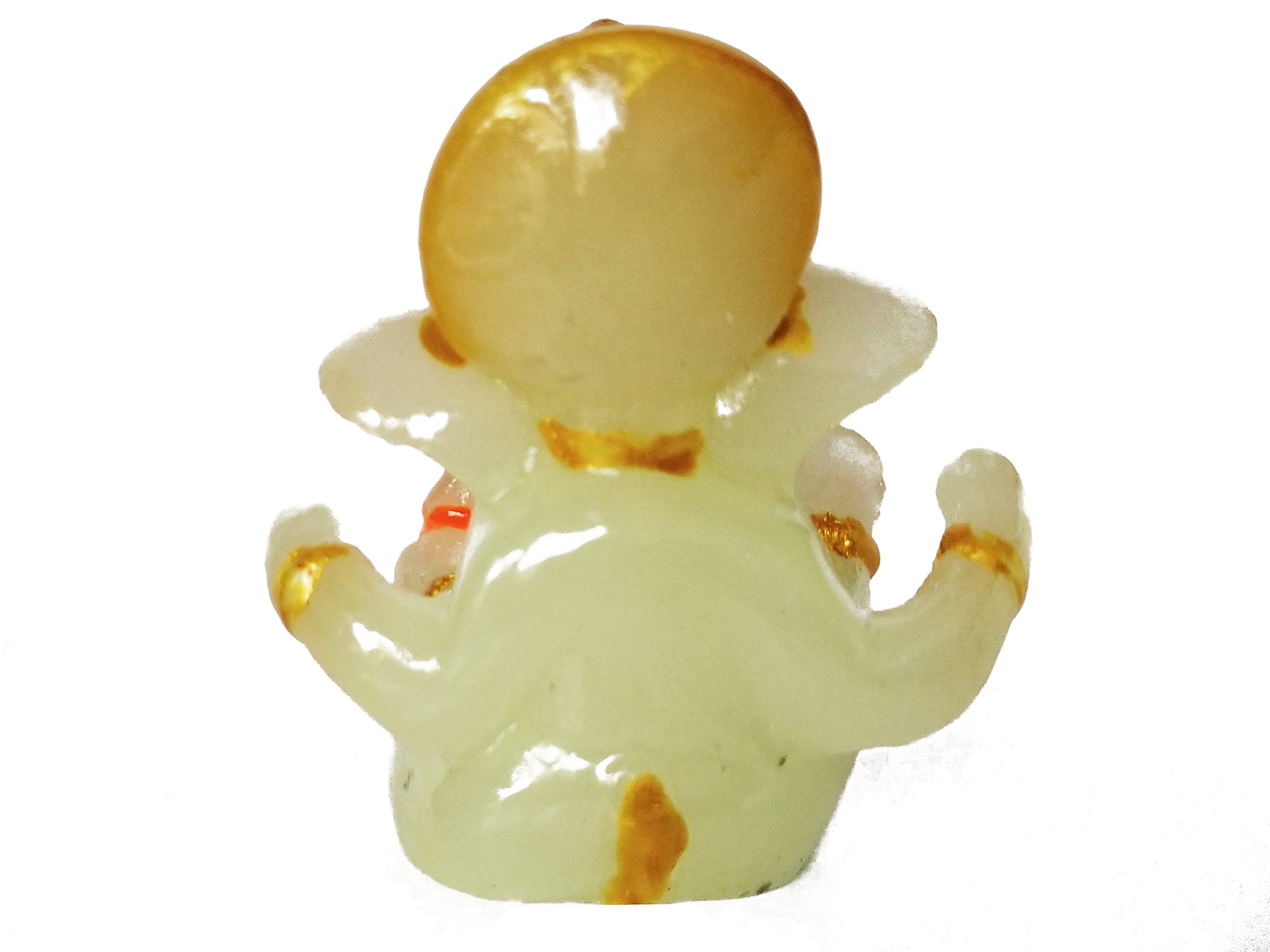 Wolkomhome - Ganesh Idol For Car, Dashboard Pooja Room, Home Puja, Gift, Small Marble Idols D?Cor (Size 3X2.5 Inch) Glow In Dark