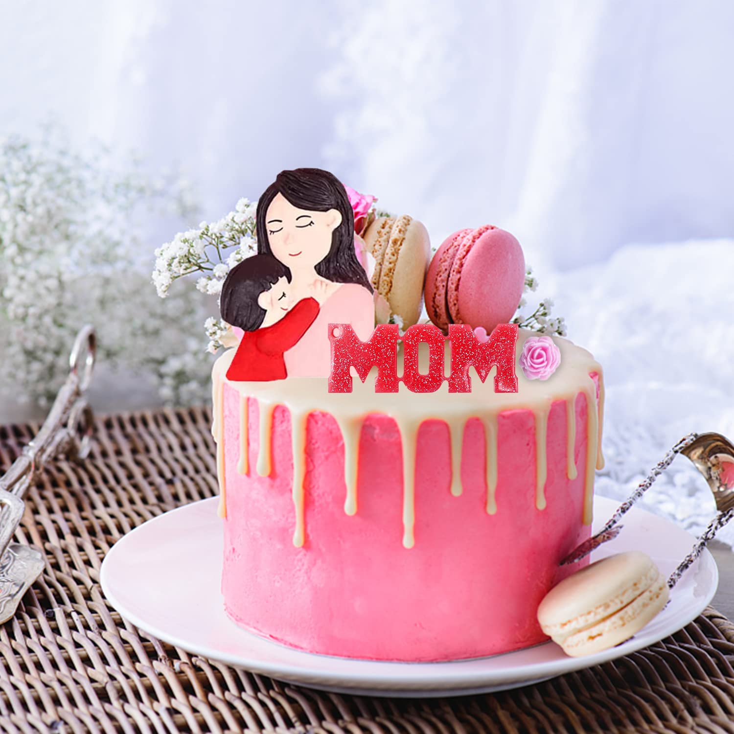 6Pcs Mother'S Day Fondant Mold Mom Word Silicon Mold Best Mom Chocolate Mold Rose Tulip Flower Heart Shape Molds Mother And Chil