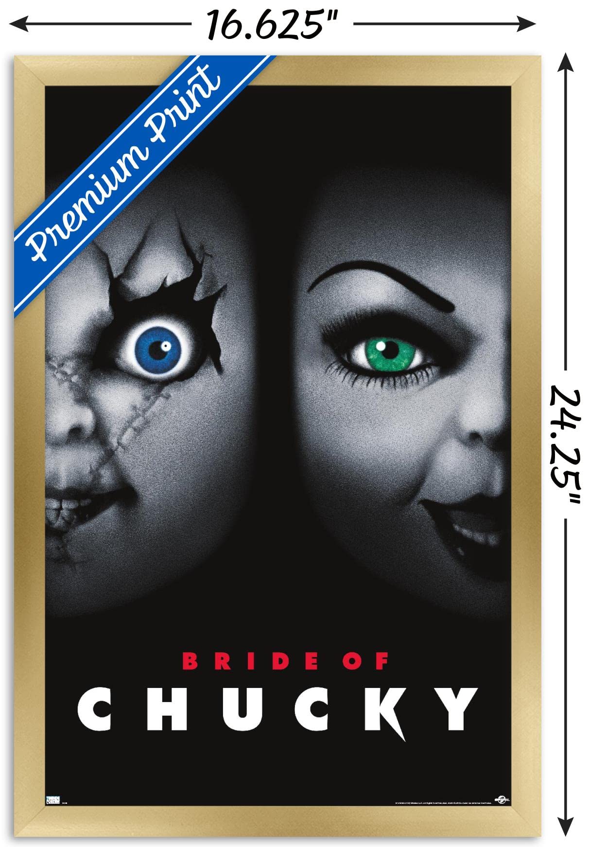 Trends International Child'S Play: Bride Of Chucky - One Sheet Wall Poster, 14.725'' X 22.375'', Gold Framed Version