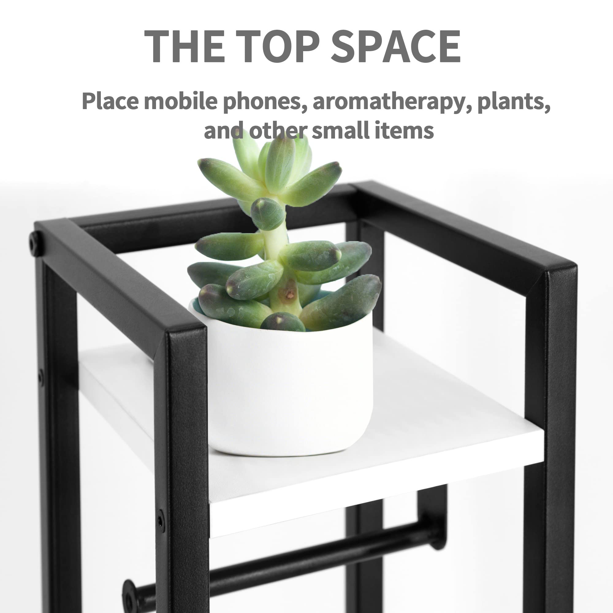 Suntage Small Bathroom Storage Cabinet, Narrow Side Bathroom Organizer W/Toilet Paper Roll Holder And Metal Frame, Slim Toilet P