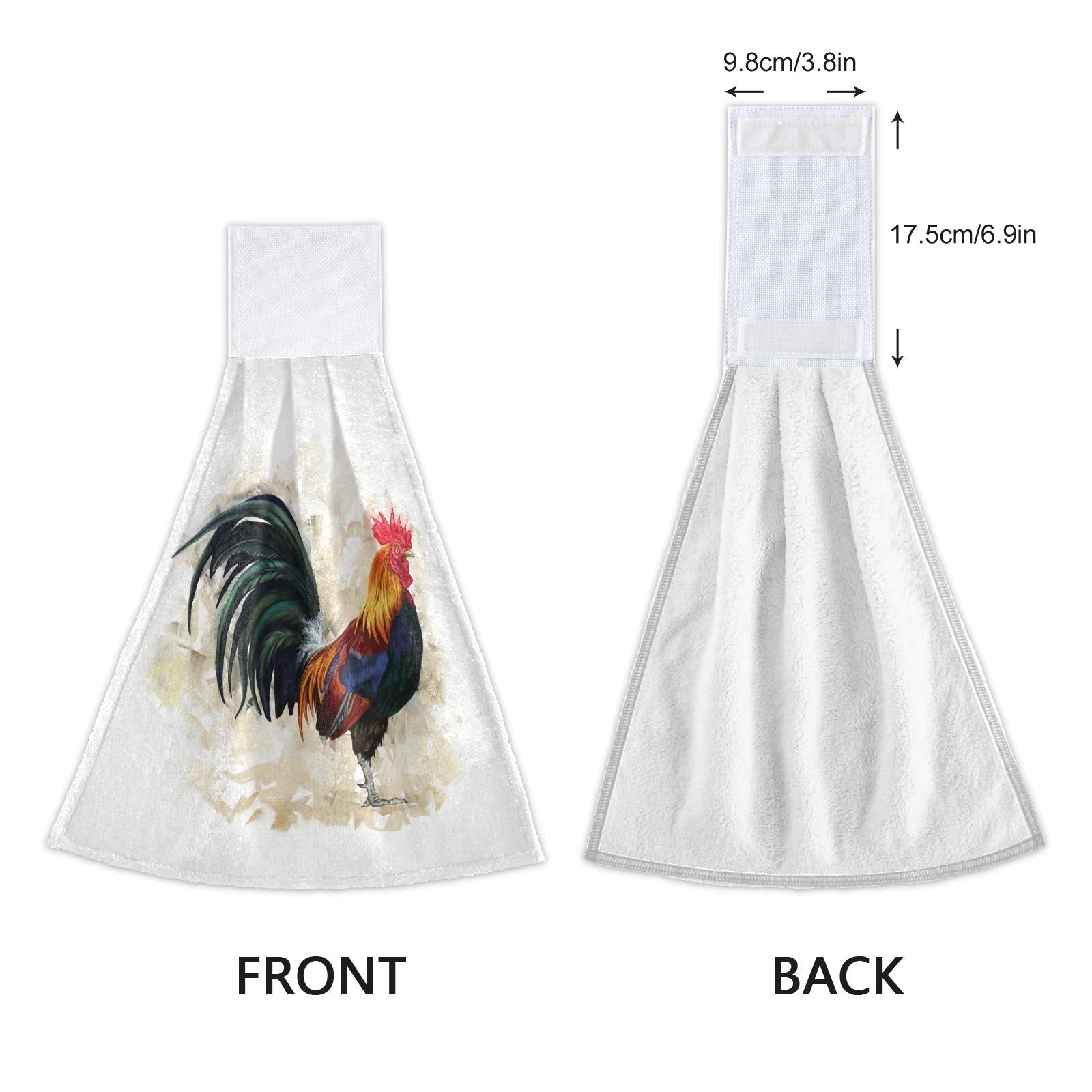Boccsty Rooster Hanging Kitchen Towels 2 Pcs Farm Animals Chickens Hand Bath Towels Tie Towels Tea Bar Towels For Bathroom Farmh