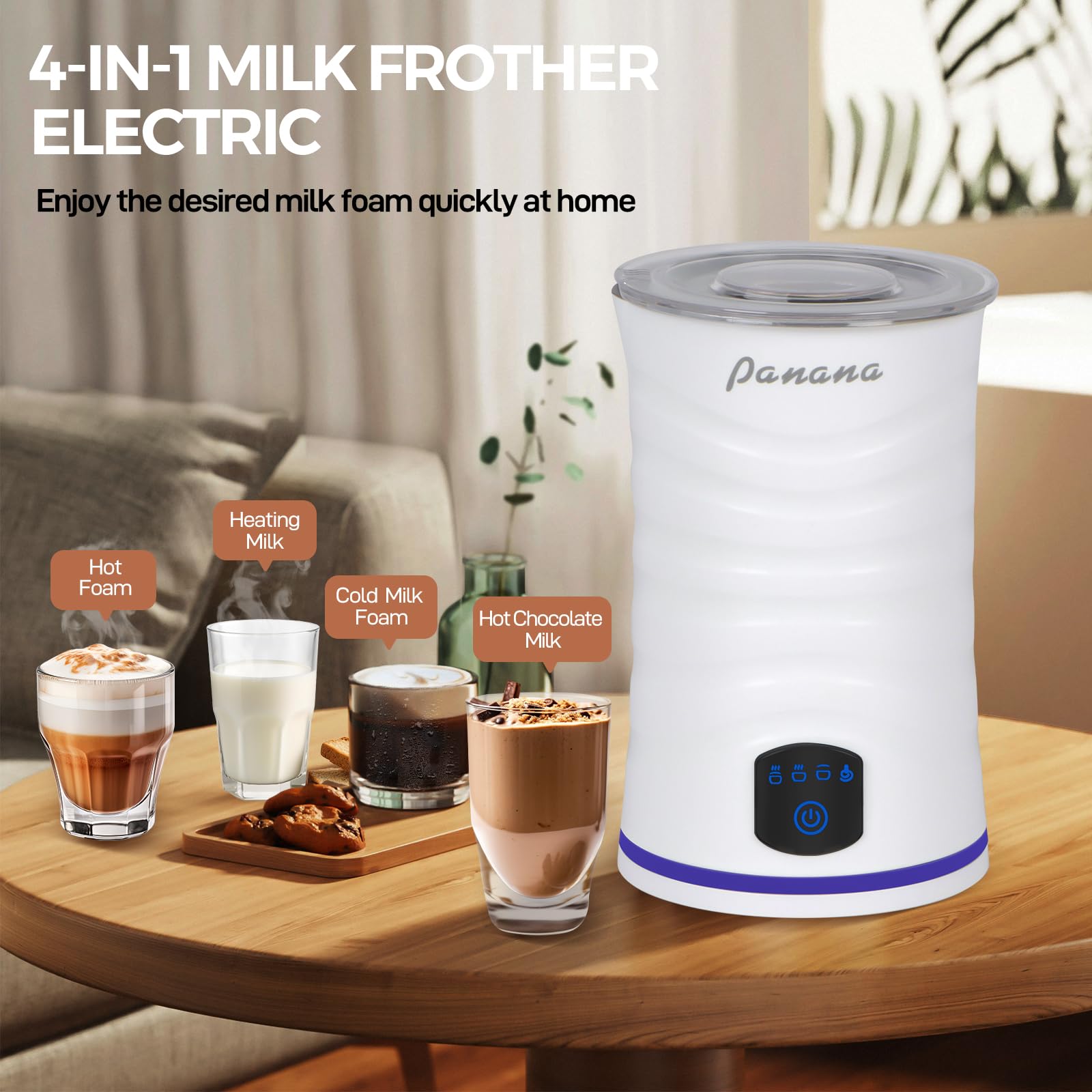 Electric Milk Frother, Automatic Milk Steamer, 4-In-1 Hot & Cold Foam Maker-8.4Oz/240Ml Milk Warmer For Latte, Cappuccinos, Sile