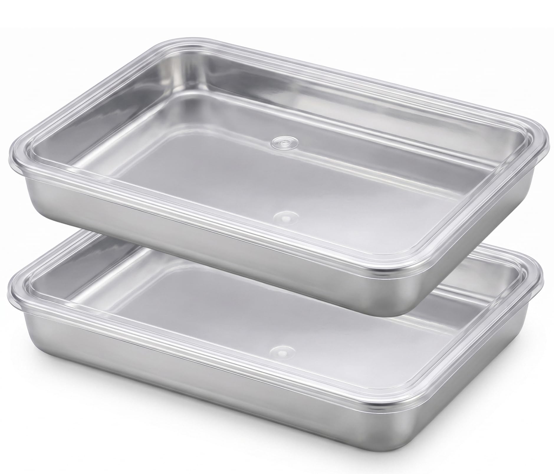 Bgtecho 2 Pack Baking Sheet with Plastic Lid, 9.8x7.9x2 In Cookie Sheets