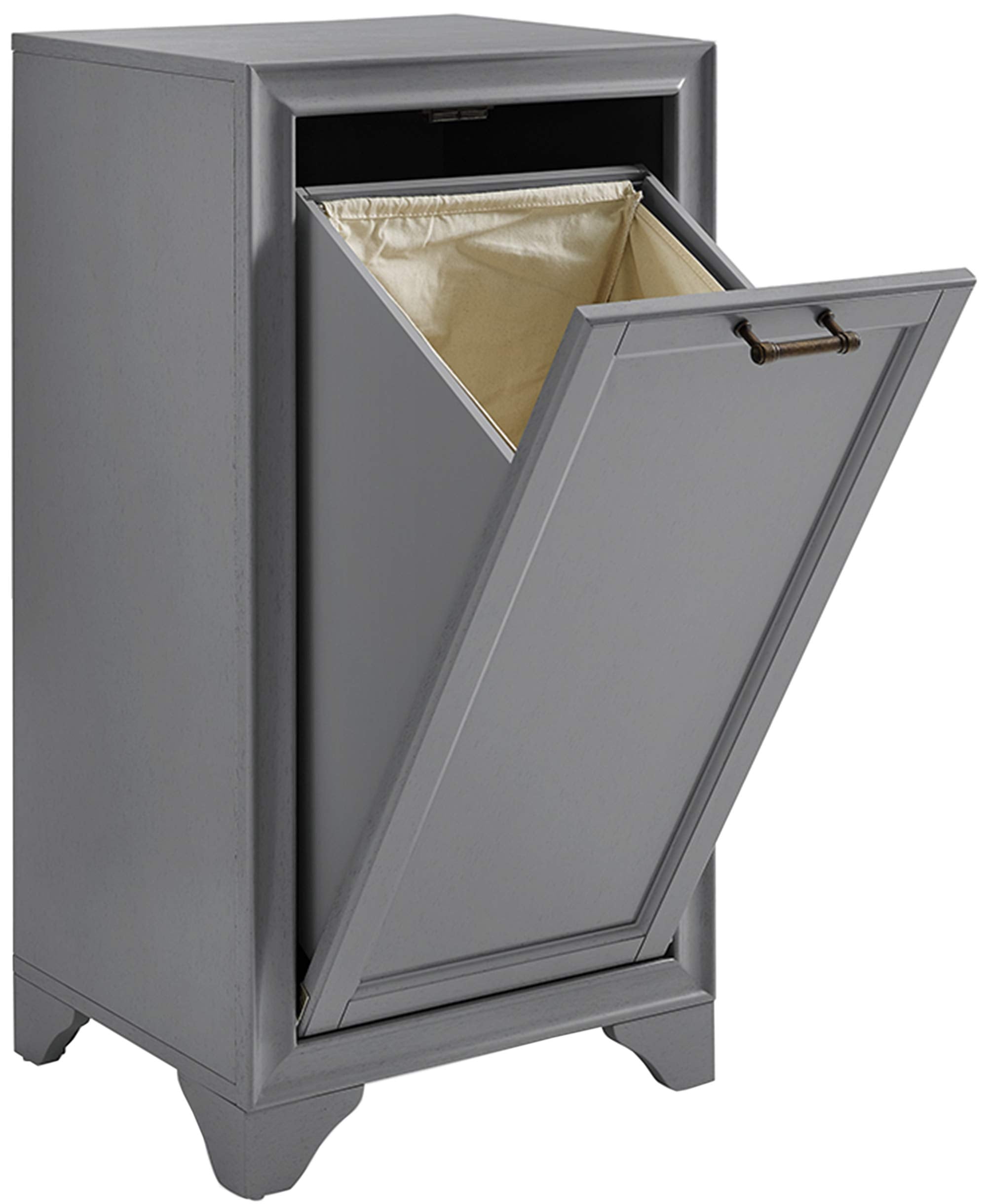 Crosley Furniture Tara Laundry Hamper with Linen Sorting Bag, Bathroom Storage and Organization, Vintage Gray