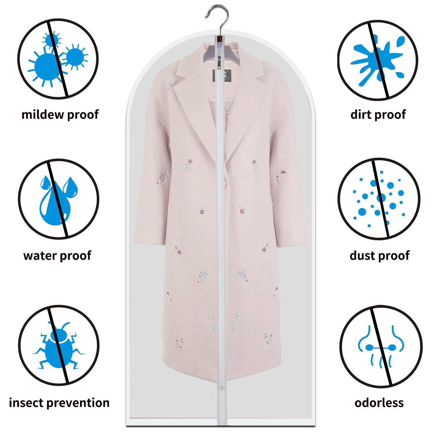 Mskitchen Clear Garment Bags Hanging Clothes Bags (Set Of 6) For Closet Storage Plastic Bag With Zipper For Extra Longer Dress W