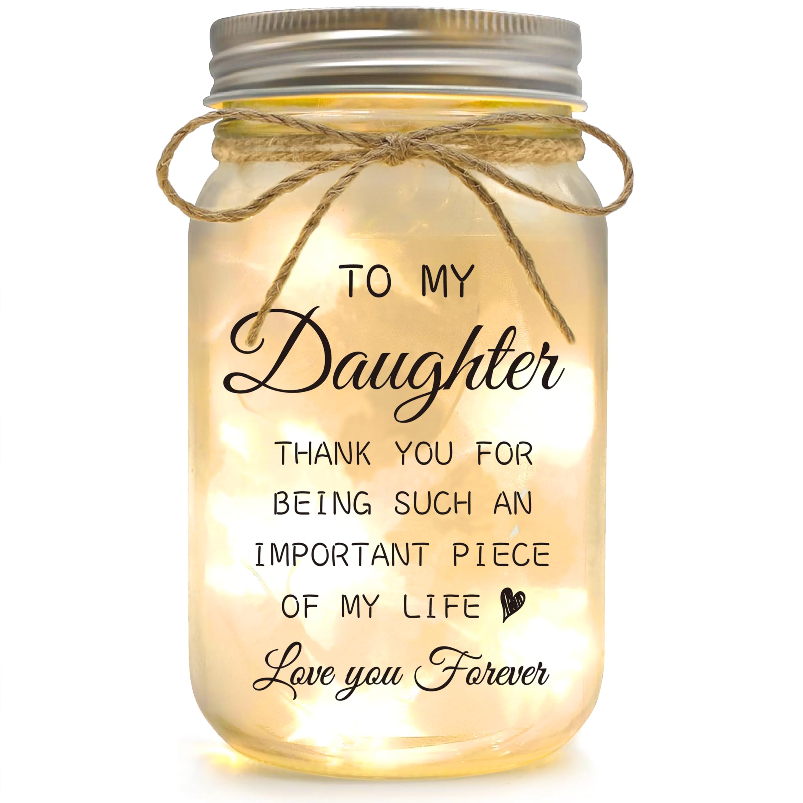 YOISTREVISK Daughter Gift from Mom - Mason Jar with Warm Lights, Daughter Gifts for Mothers Day, Idea Daughters Birthday Gifts f