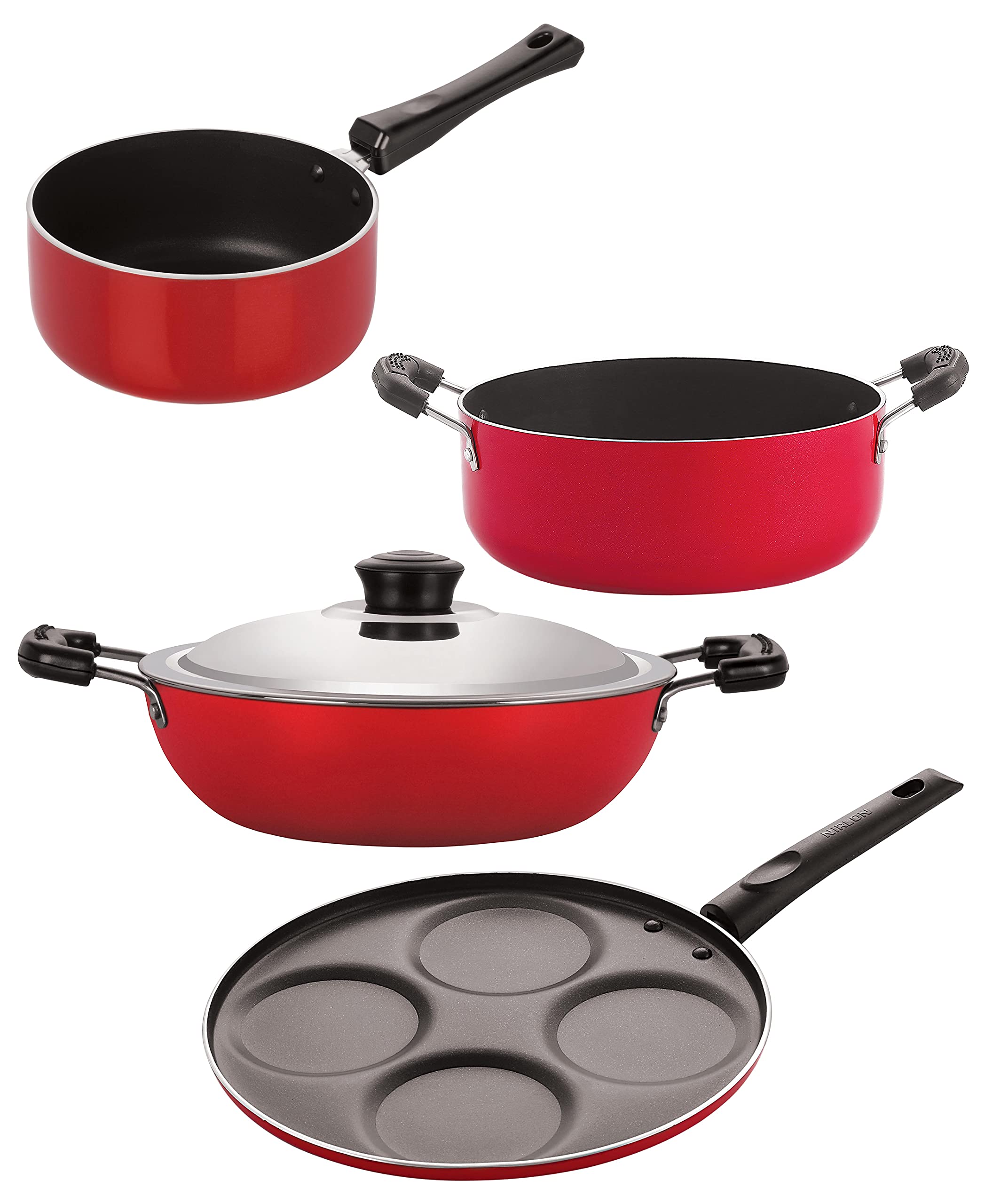 Nirlon Kitchen Non Stick Cookware Combo Set Of 4 Pieces (Dkd(M)_Sp(M)_Up4_Cs24)