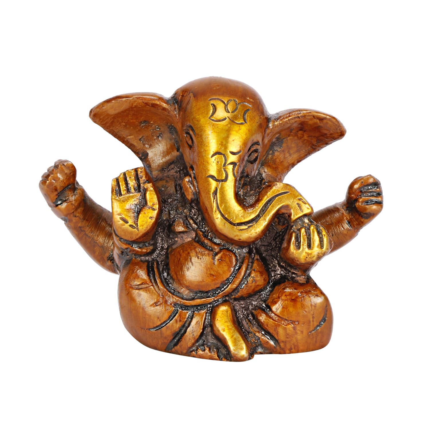 Platinum Brass- Pure Certified Brass Lord Appu Ganesha 5Cm Idol For Home | Ganesh Murti | Unique Handmade Design For Desk, Car, 